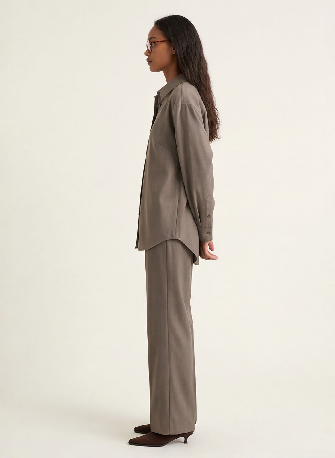 Rechte blouse met klassieke kraag KOOKAI Bruin