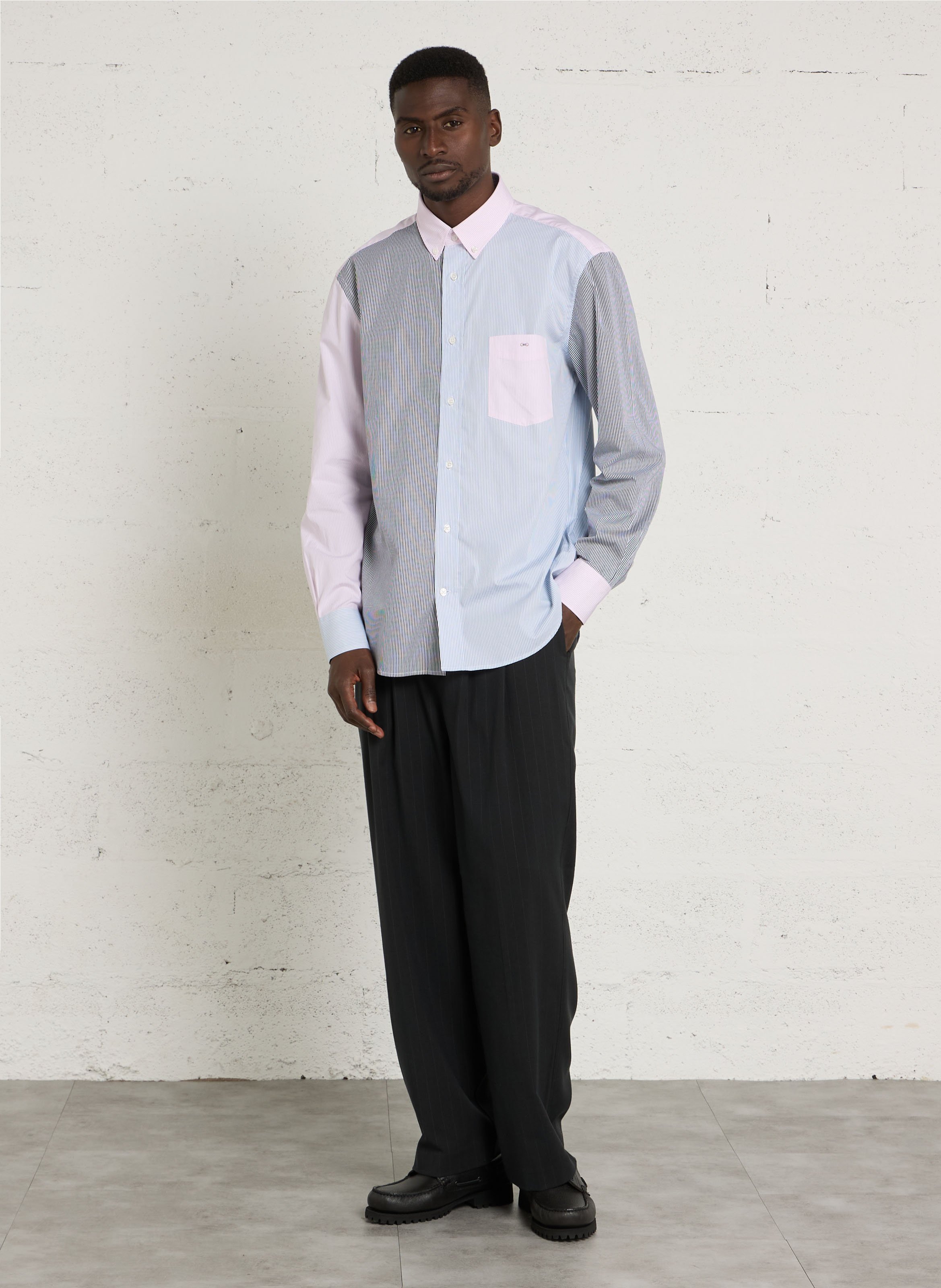 Gerade geschnittenes Hemd mit Button-down-Kragen aus gestreifter Baumwolle EDEN PARK Blau