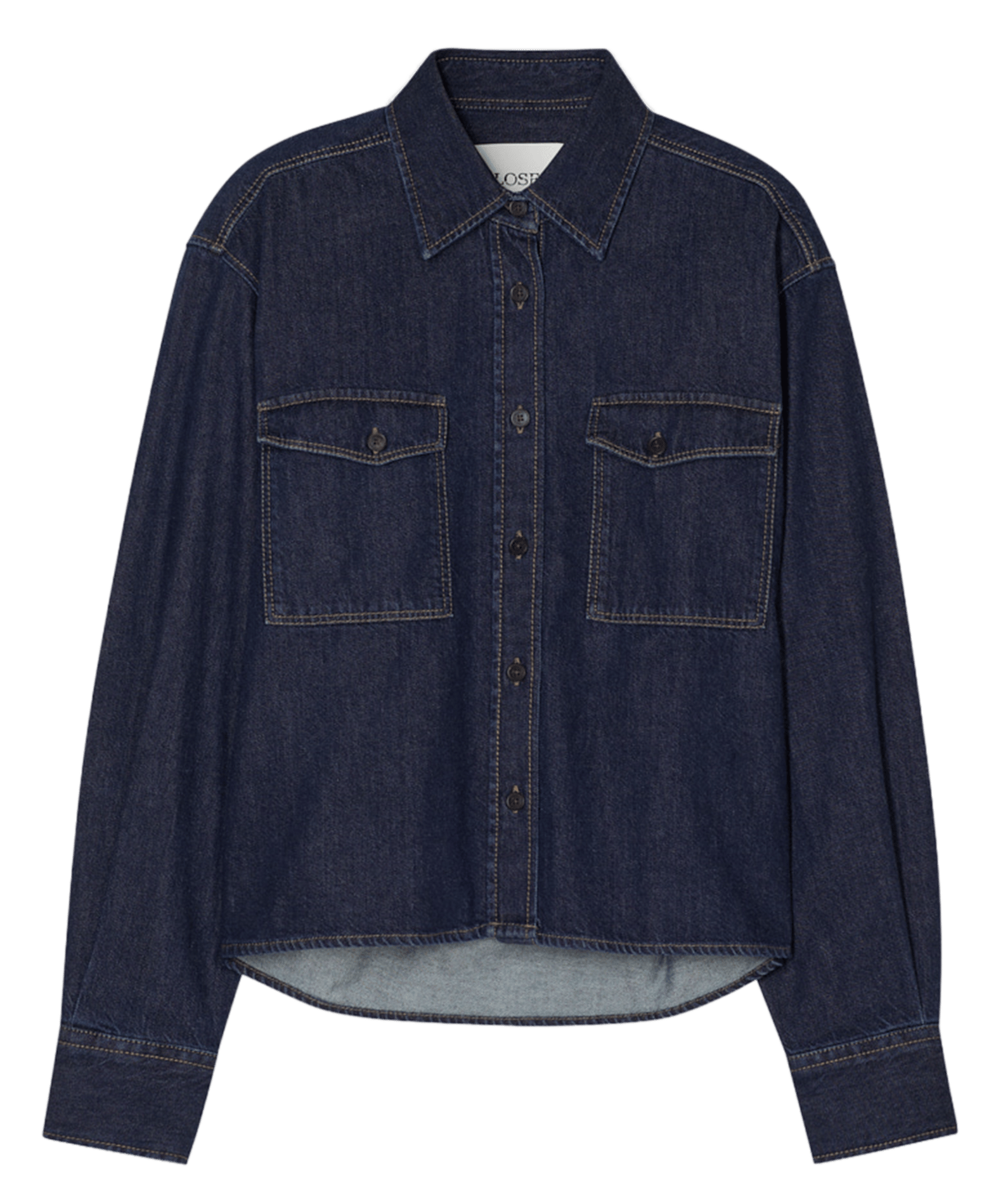 Straight cotton denim shirt CLOSED Blue