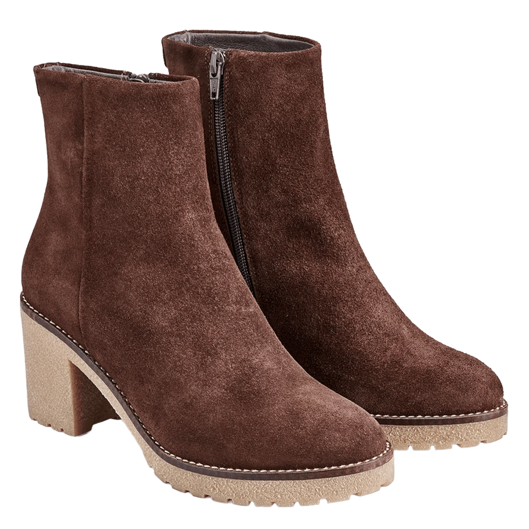 Velvet leather mid-calf boots COSMOPARIS Brown