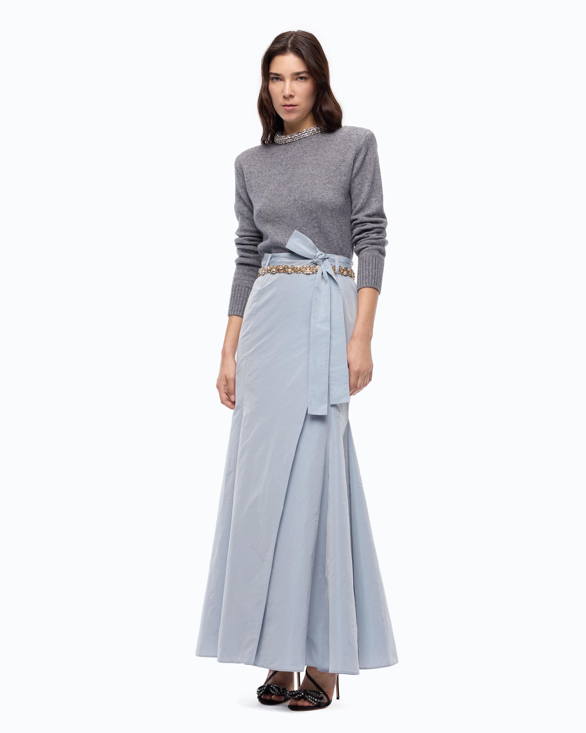 Pull en laine mélangée à col bijou PINKO Gris