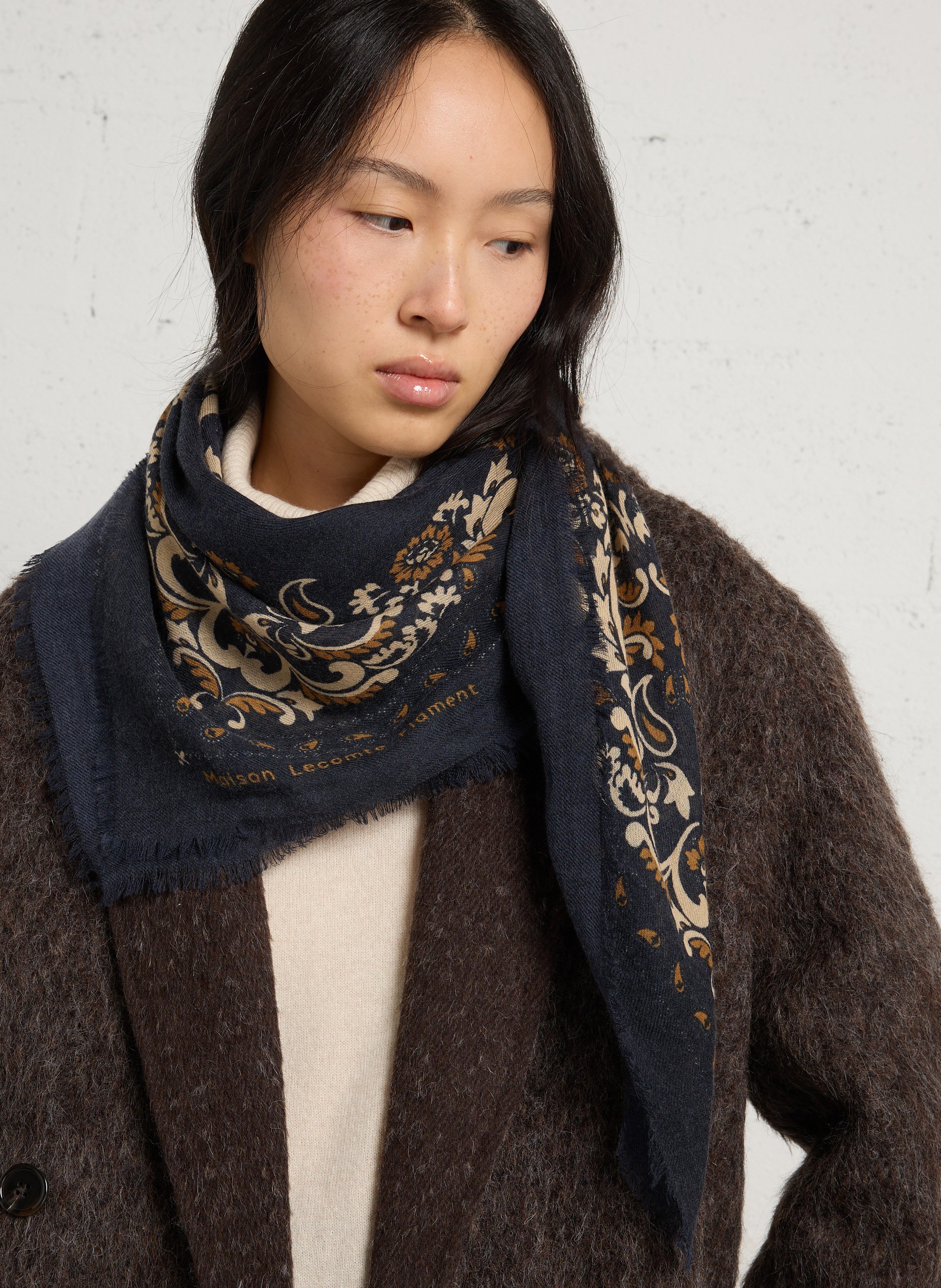 Printed wool and cashmere scarf MAISON LECOMTE FLAMENT