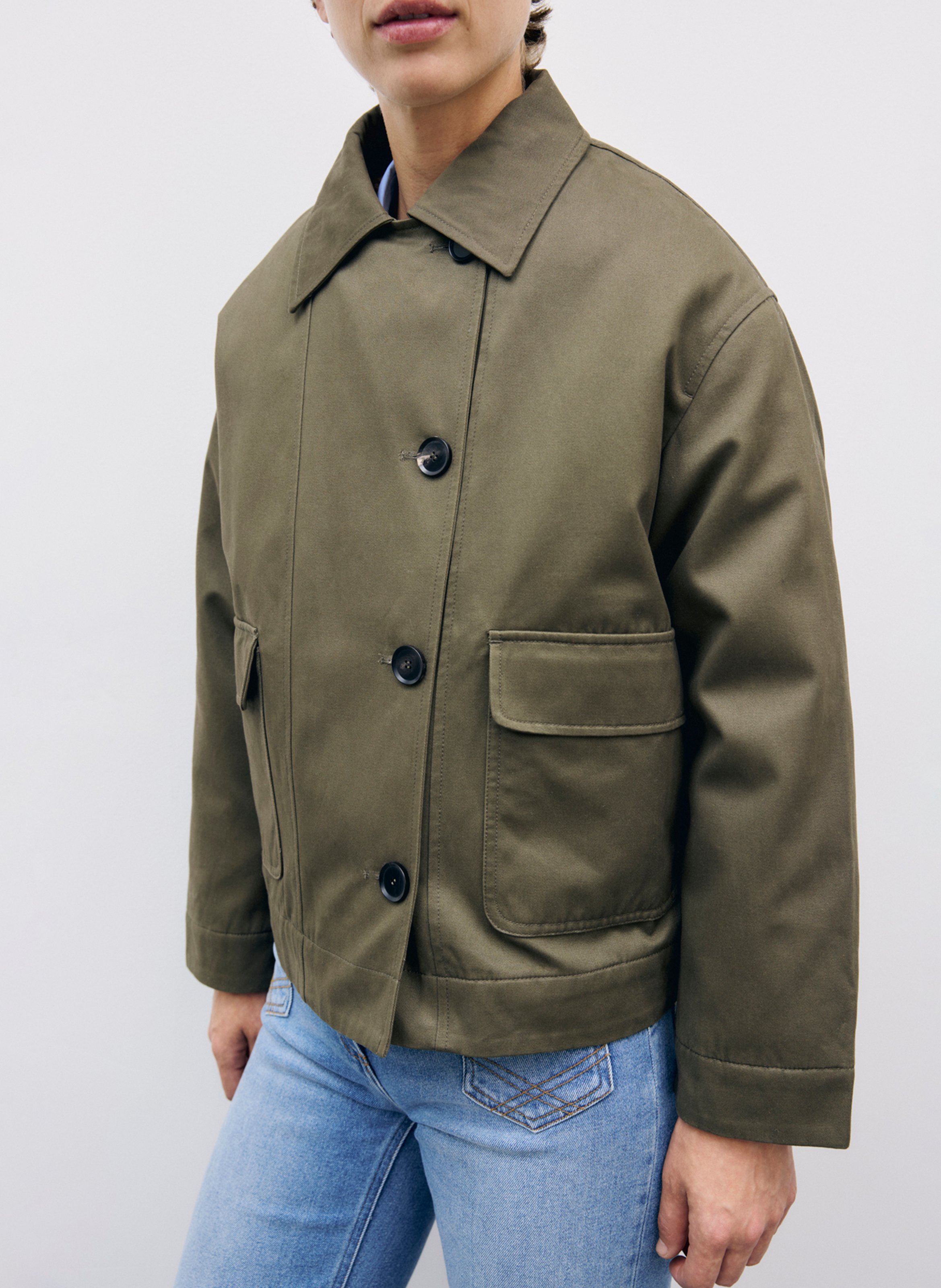 Veste courte droite boutonnée unie GERARD DAREL Kaki