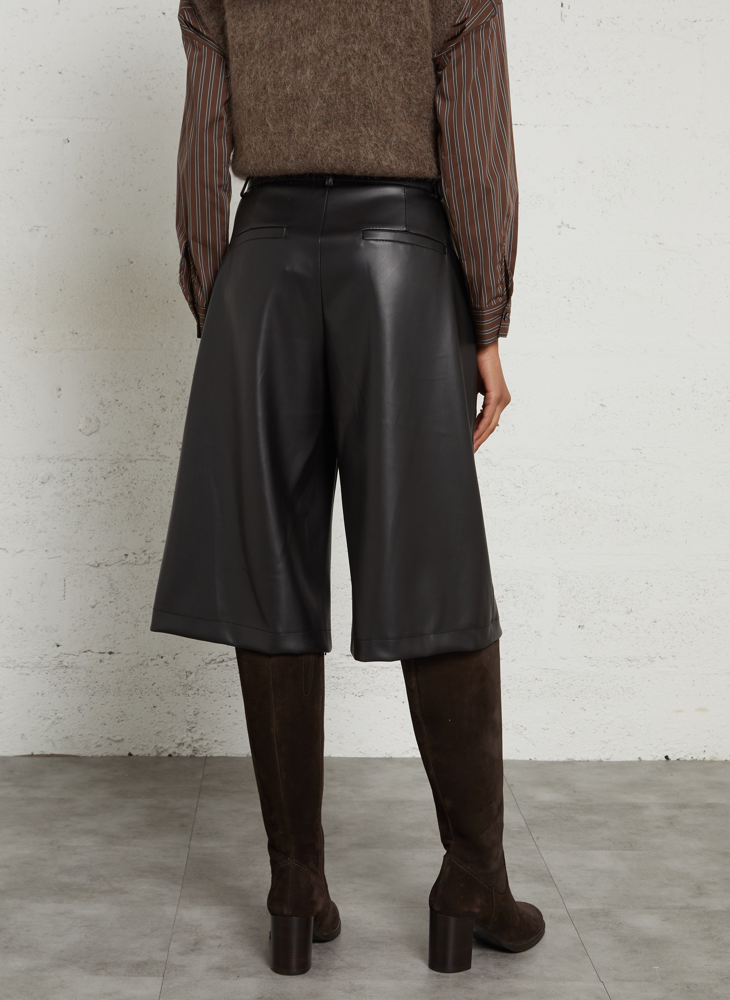 Bermuda droit ample effet cuir avec ceinture IMPERIAL Noir