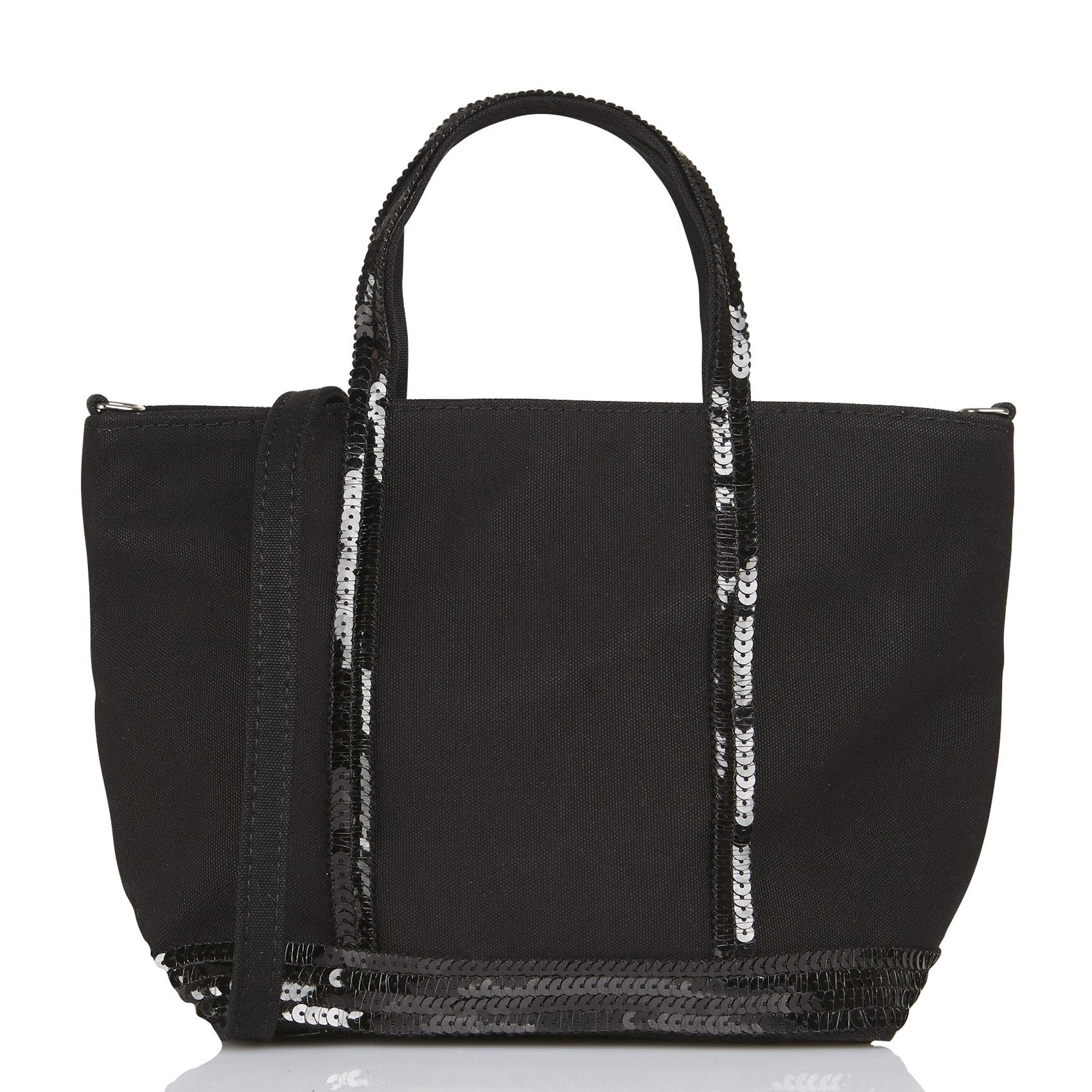 Cotton canvas sequined mini tote bag Anthracite Vanessa