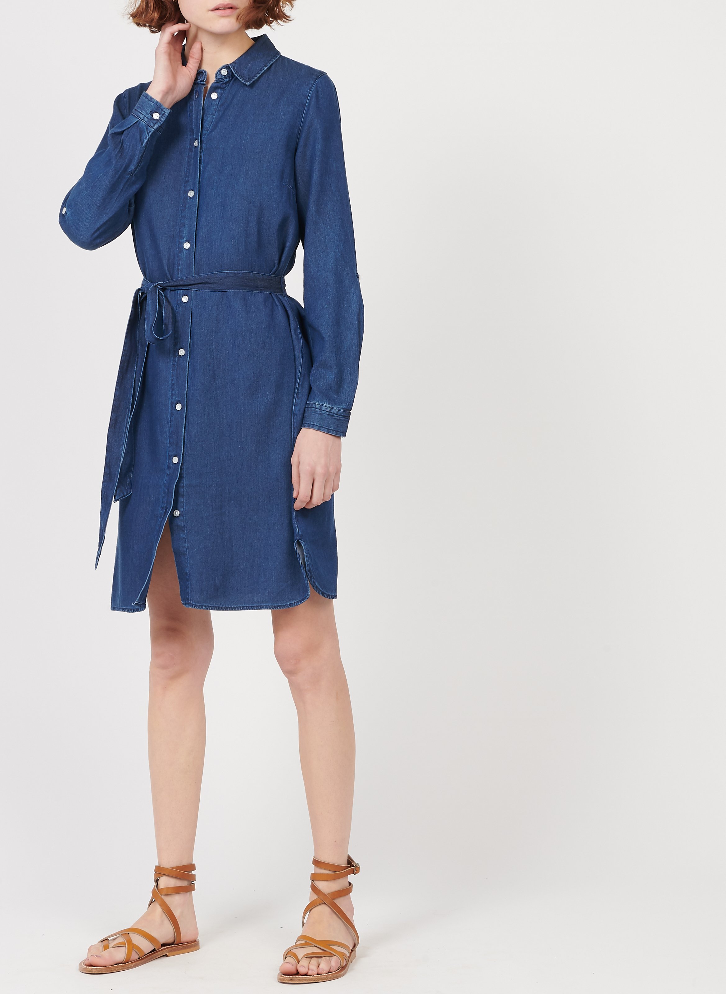 Robe courte chemise en chambray VILA Bleu