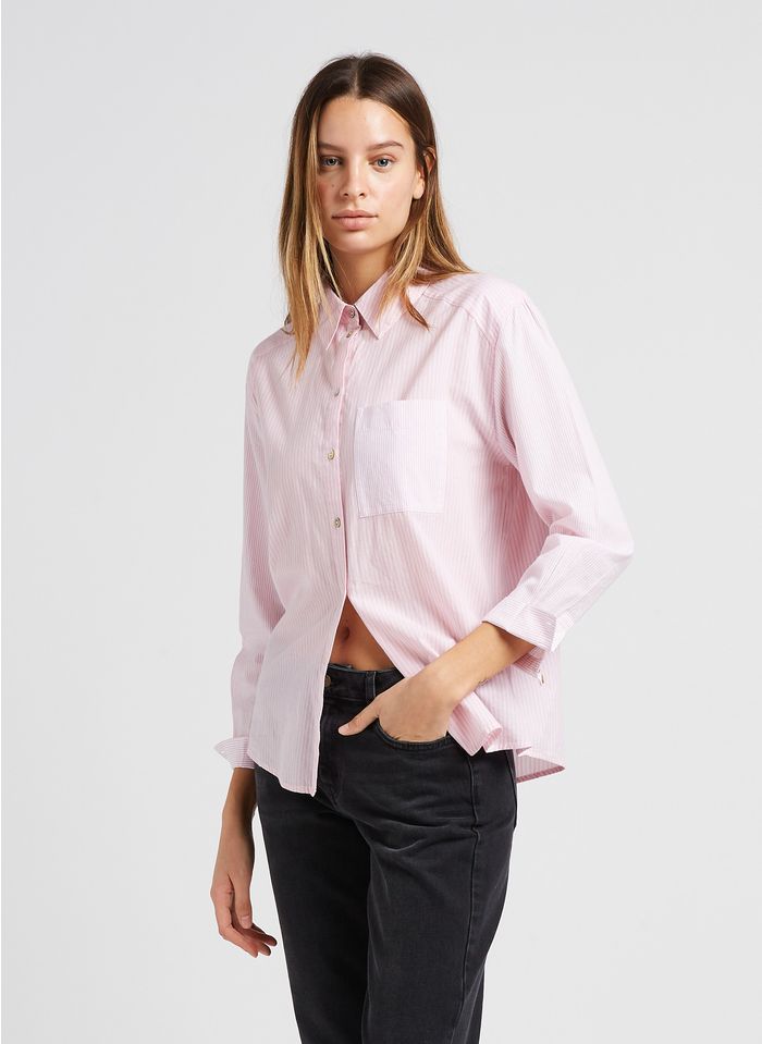 BA & SH Gestreepte, katoenen blouse | Roze