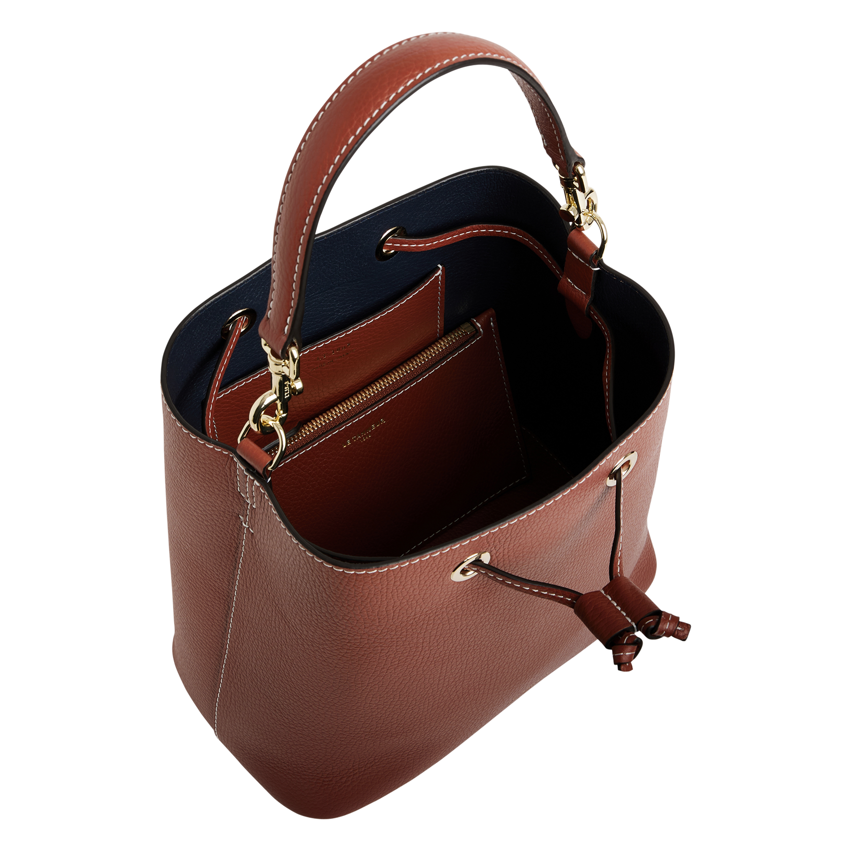 Grained leather bucket bag LE TANNEUR Brown