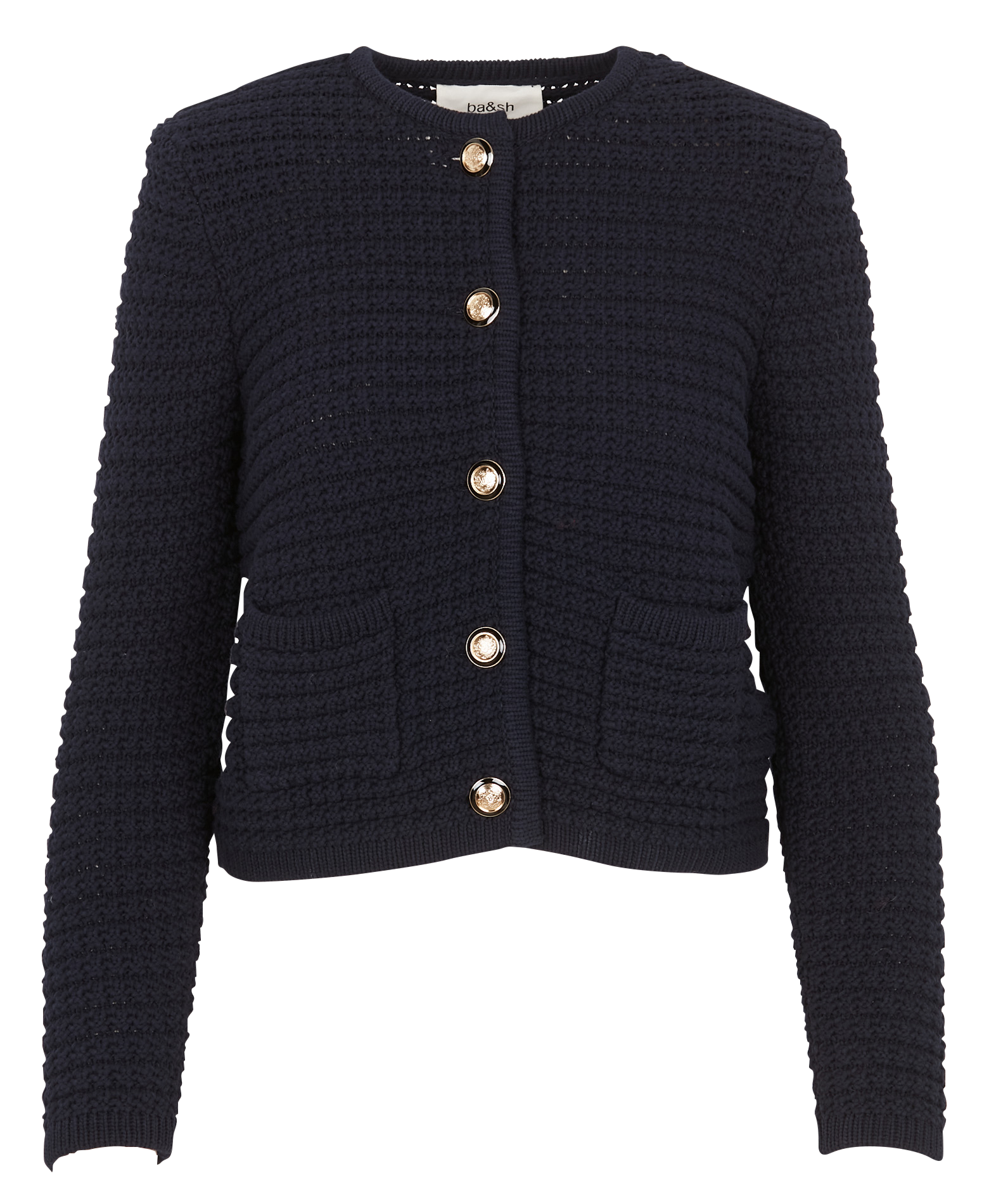 Gilet col rond en maille de coton mélangé  BA&SH Bleu