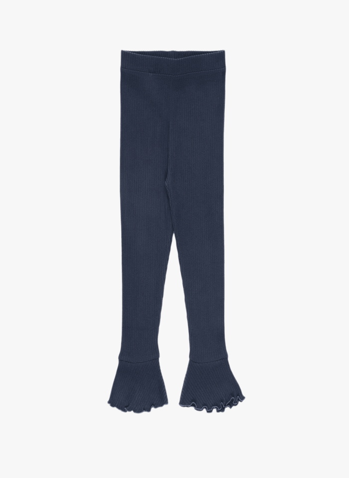 Ribbed Cotton Leggings Space Blue The New Society - Child