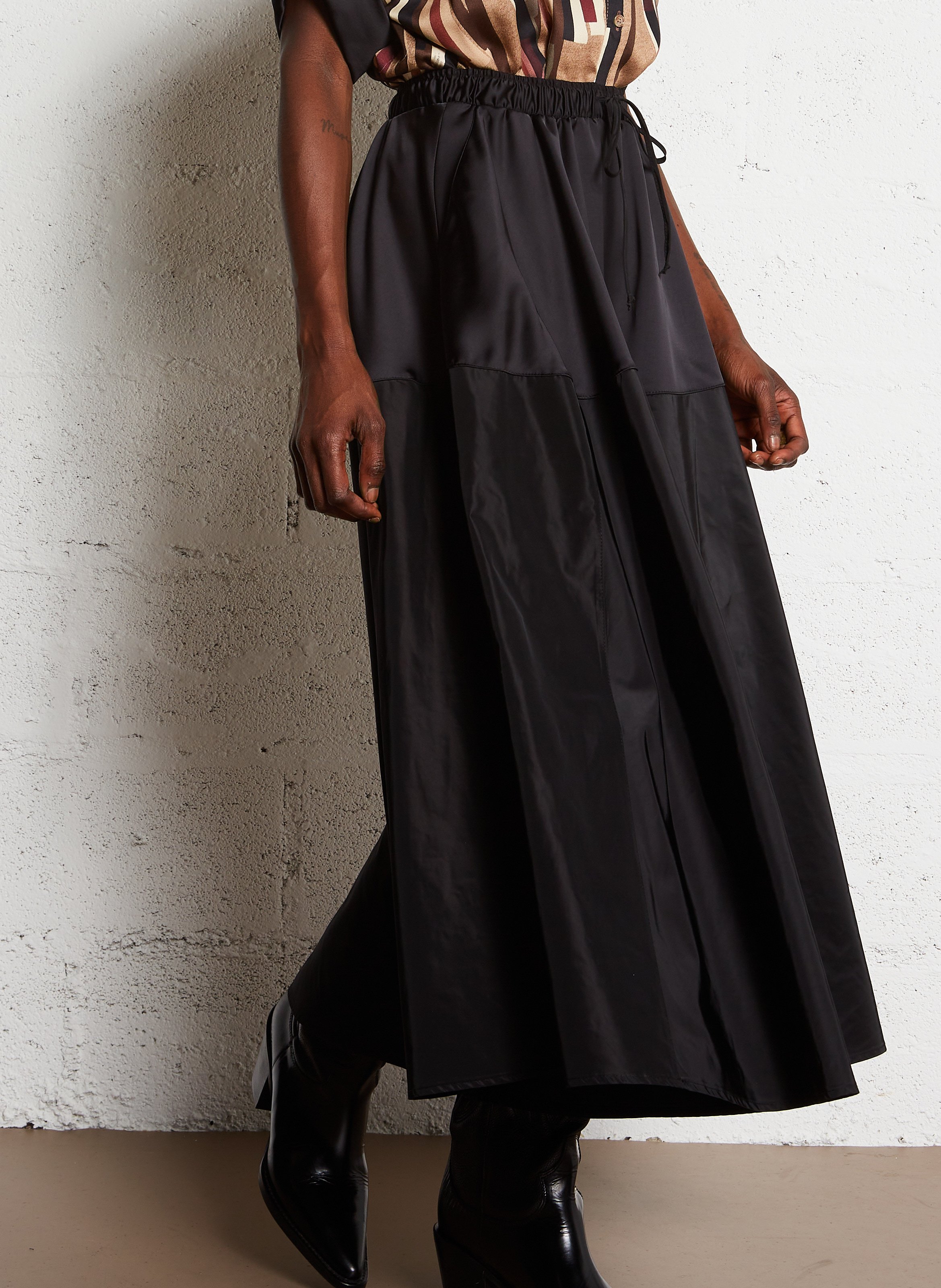 Midi-A-Linie-Rock aus zweifarbigem Material IMPERIAL Schwarz