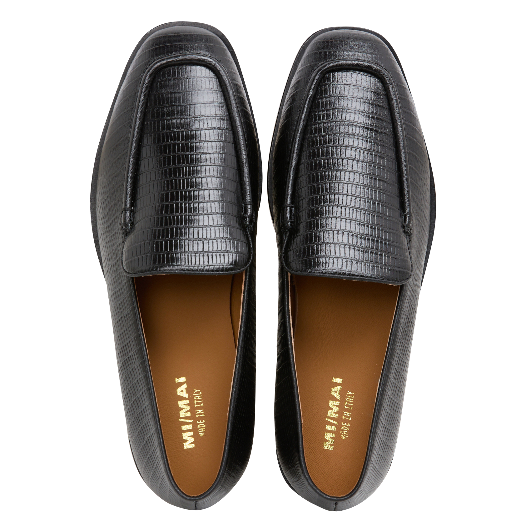 Leren loafers met krokodillenmotief MI/MAI Zwart