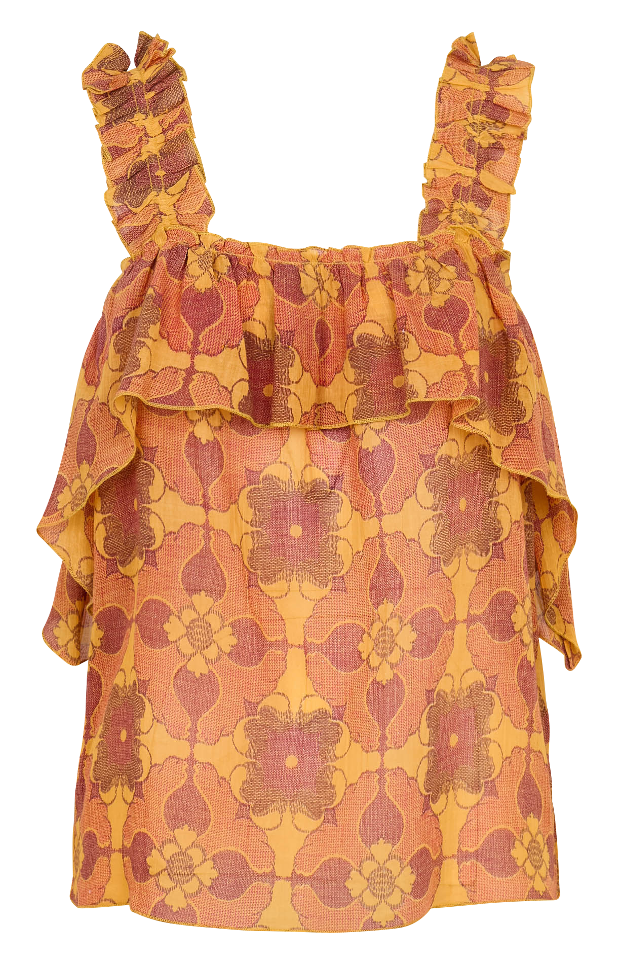 Baumwoll-Top mit eckigem Ausschnitt ANTIK BATIK Braun