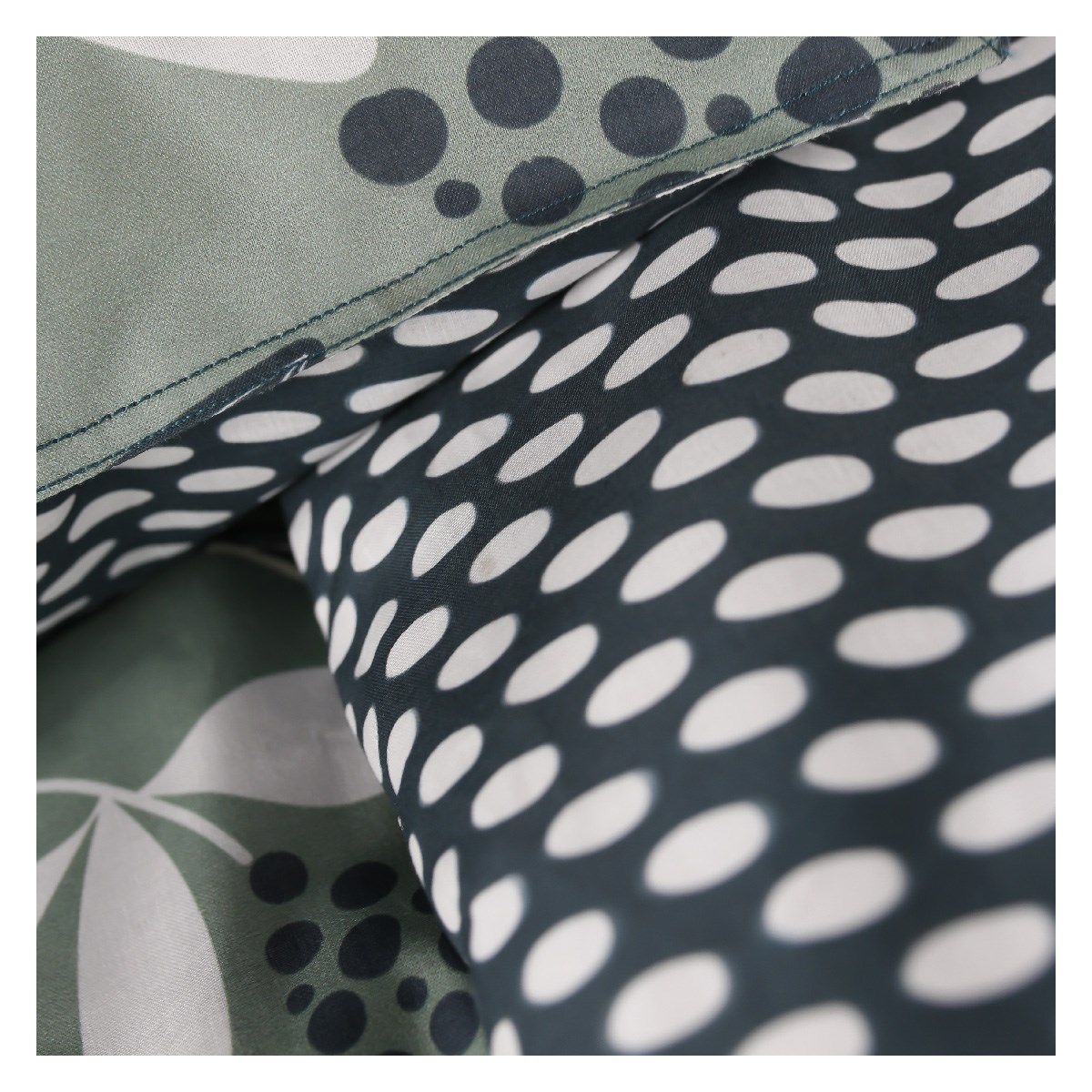 Printed cotton bedding set Green