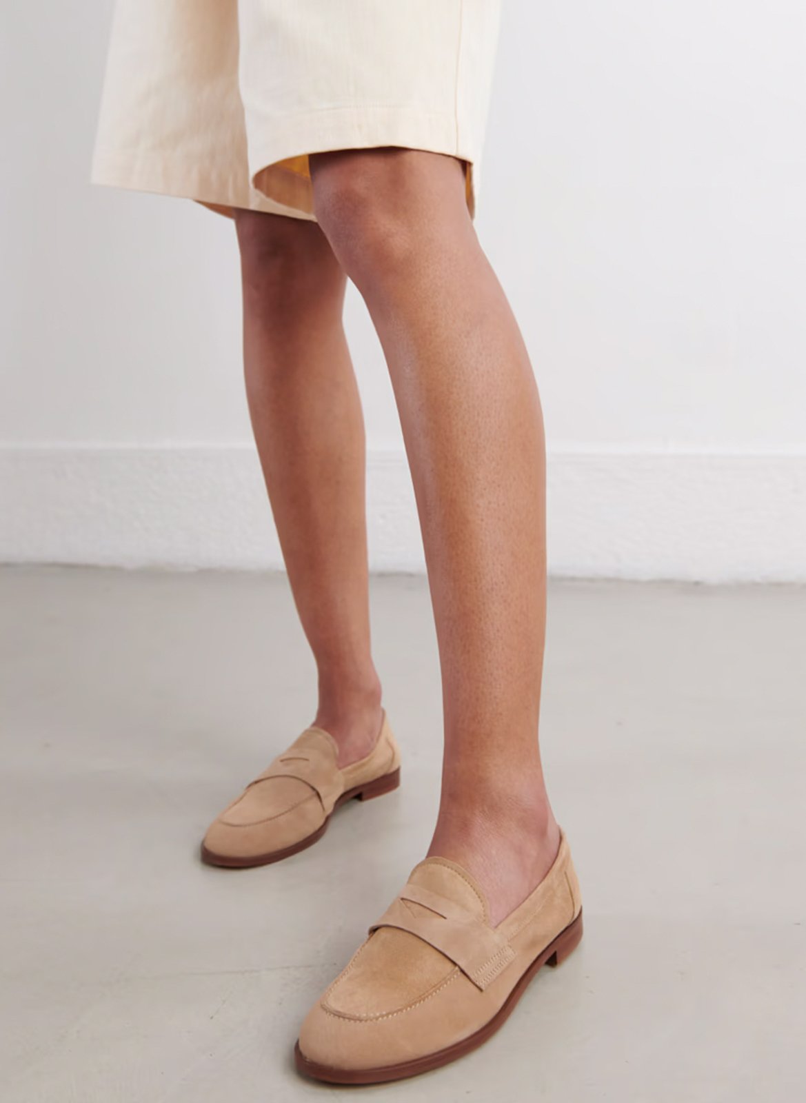 Leather loafers with low heel JONAK Beige