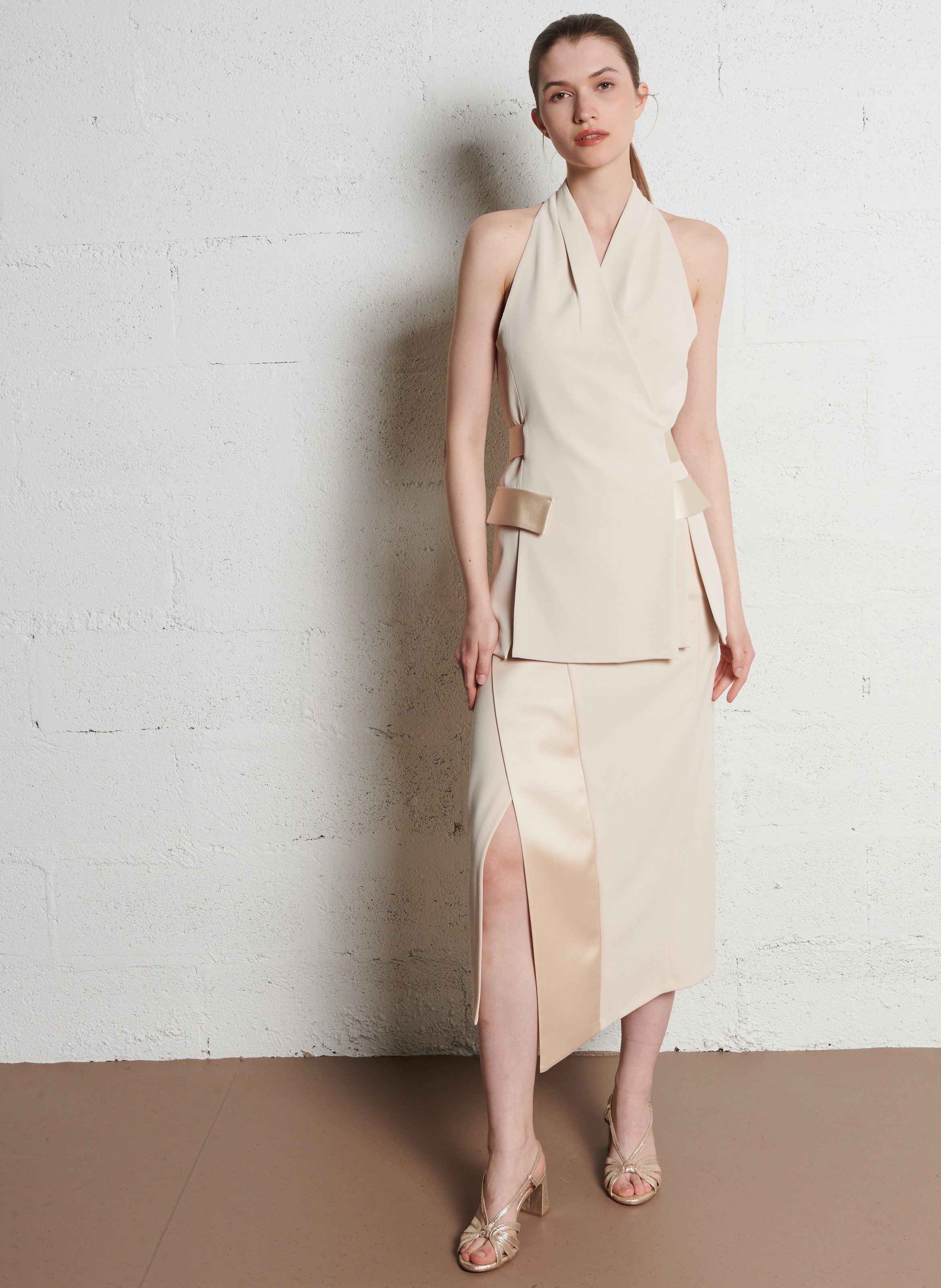 Satin asymmetric skirt IMPERIAL White