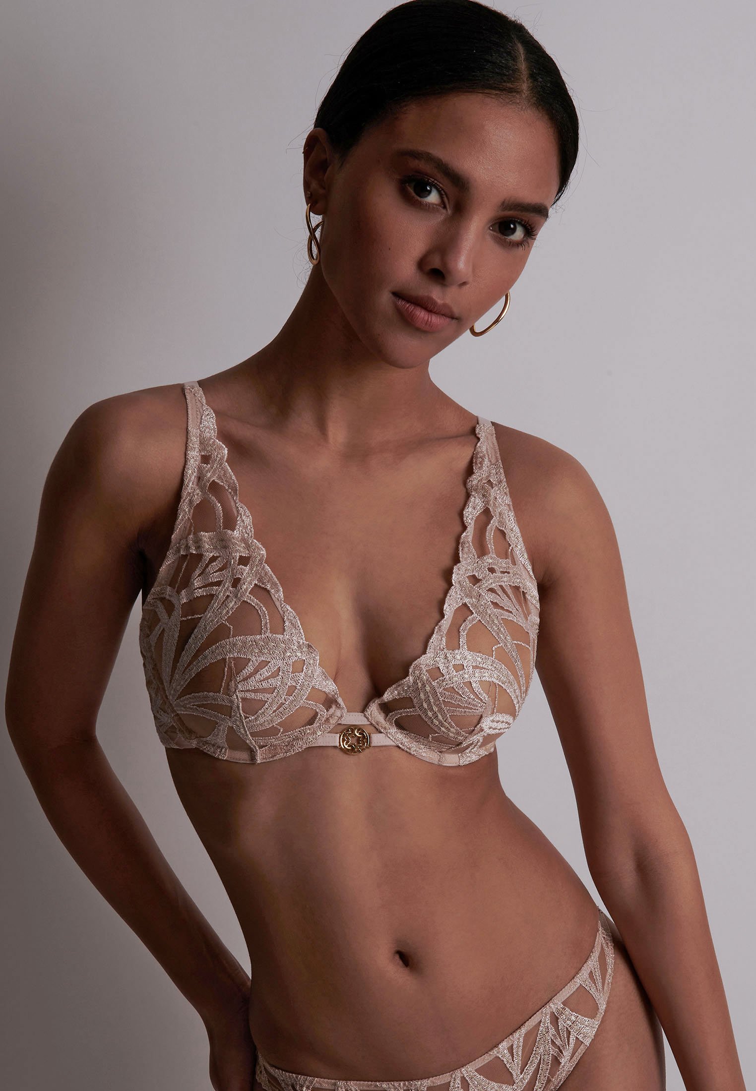 A la Folie kohl black underwired triangle bra AUBADE Pink