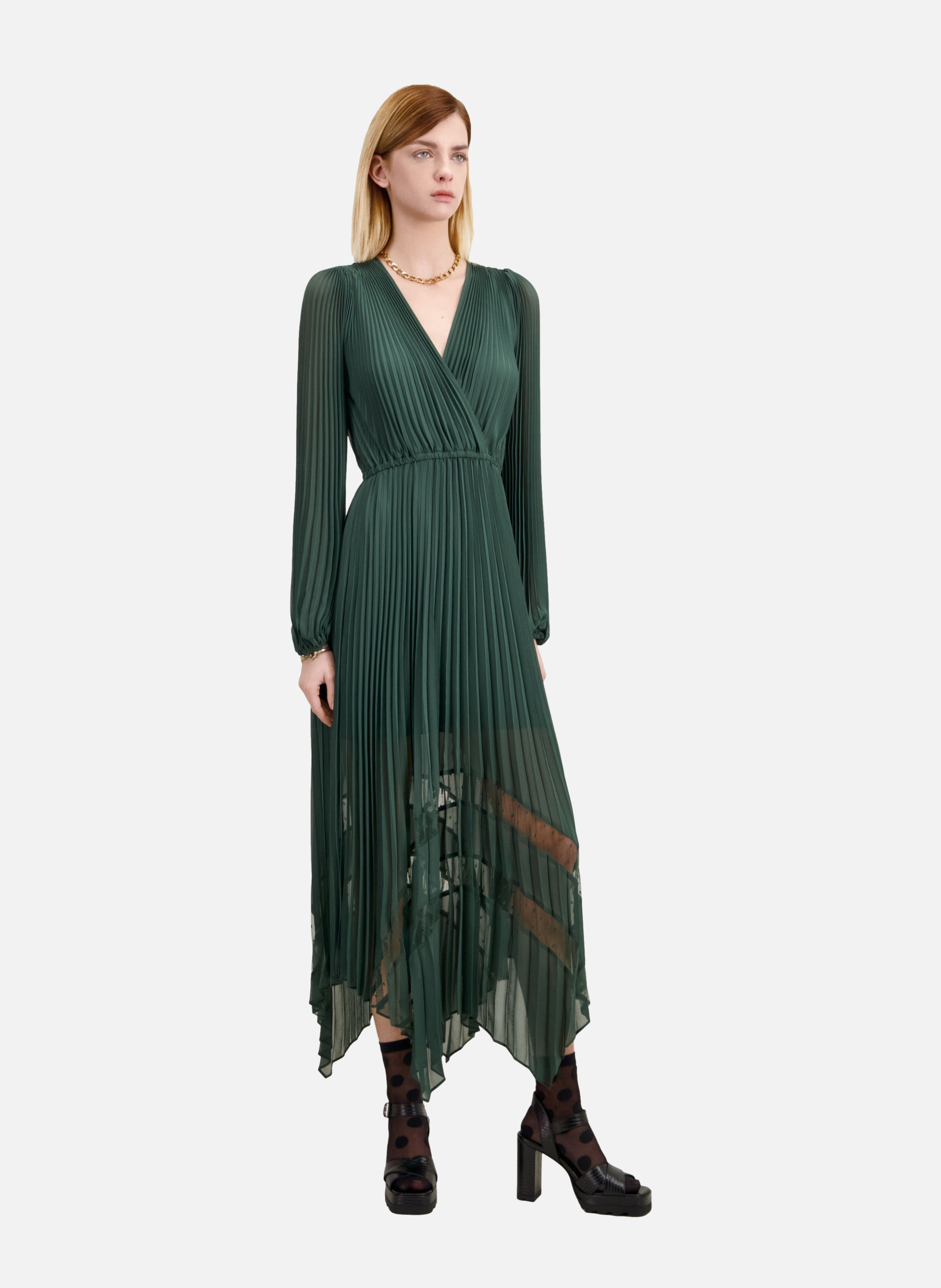Long pleated dress THE KOOPLES Green