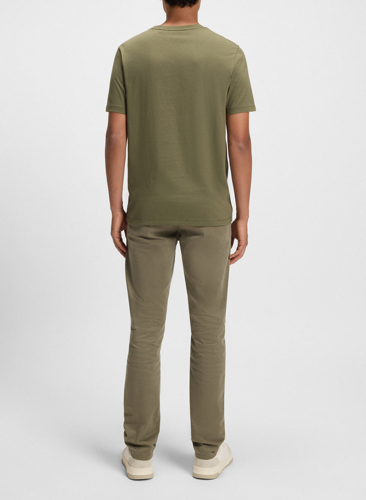 Short-sleeved round-neck cotton T-shirt BOSS Khaki