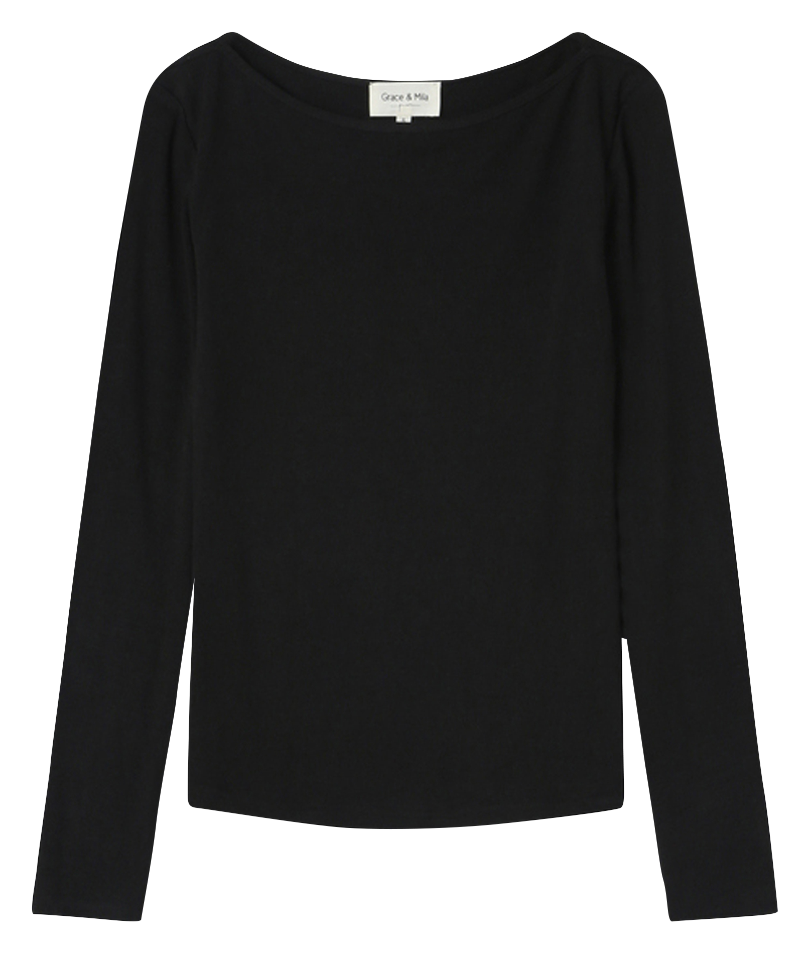 Boat-neck crepe sweater GRACE ET MILA Black