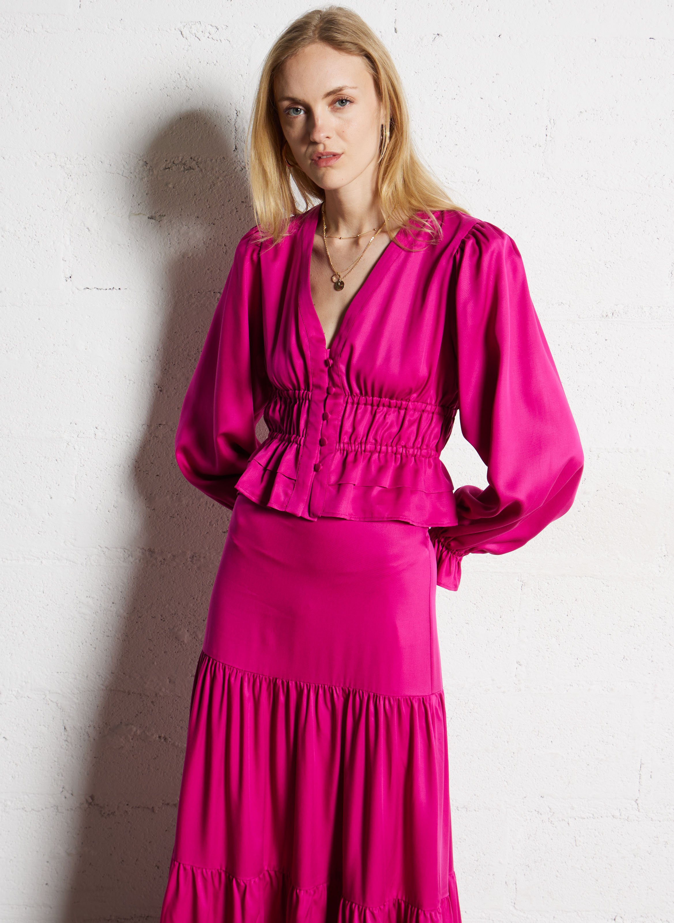 Tailliertes Oberteil mit V-Ausschnitt ELISE CHALMIN Rosa