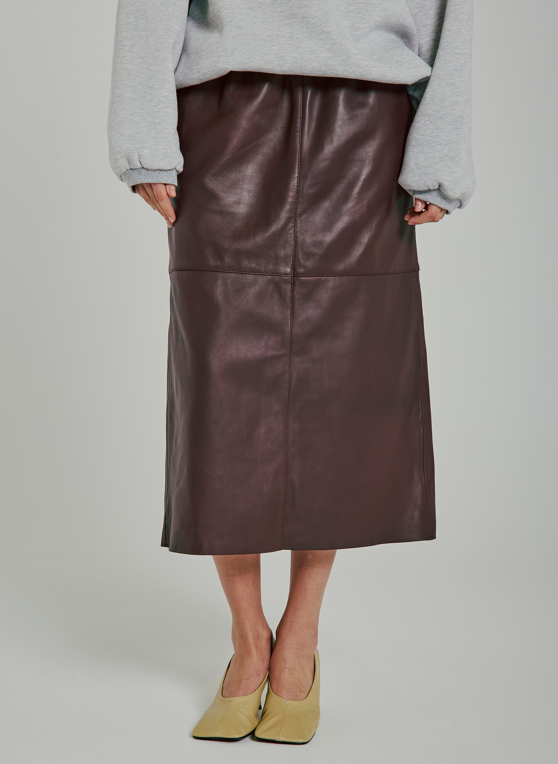 Leather midi skirt NORR Red