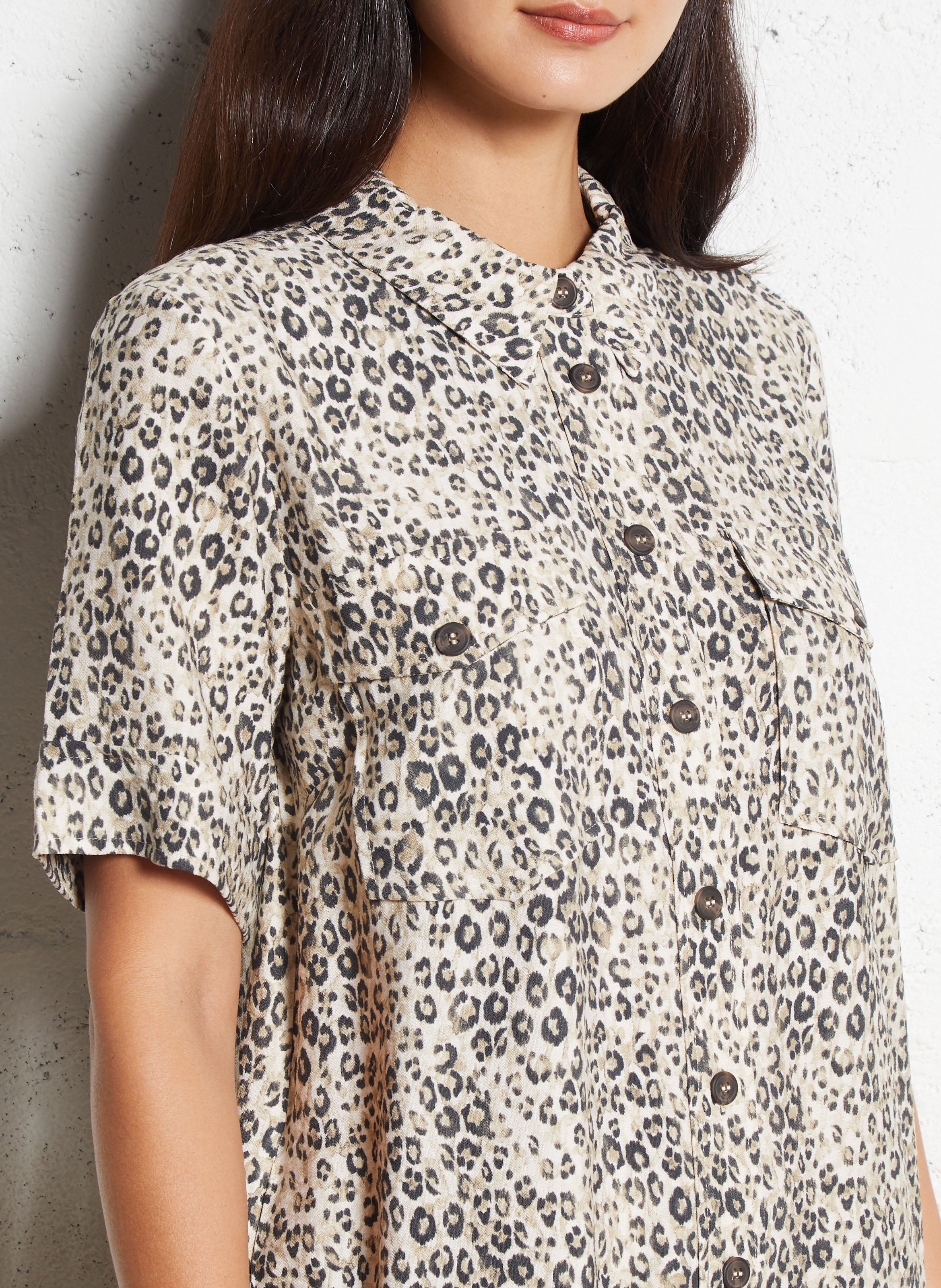 Robe courte col classique imprimé MAISON 123 Blanc