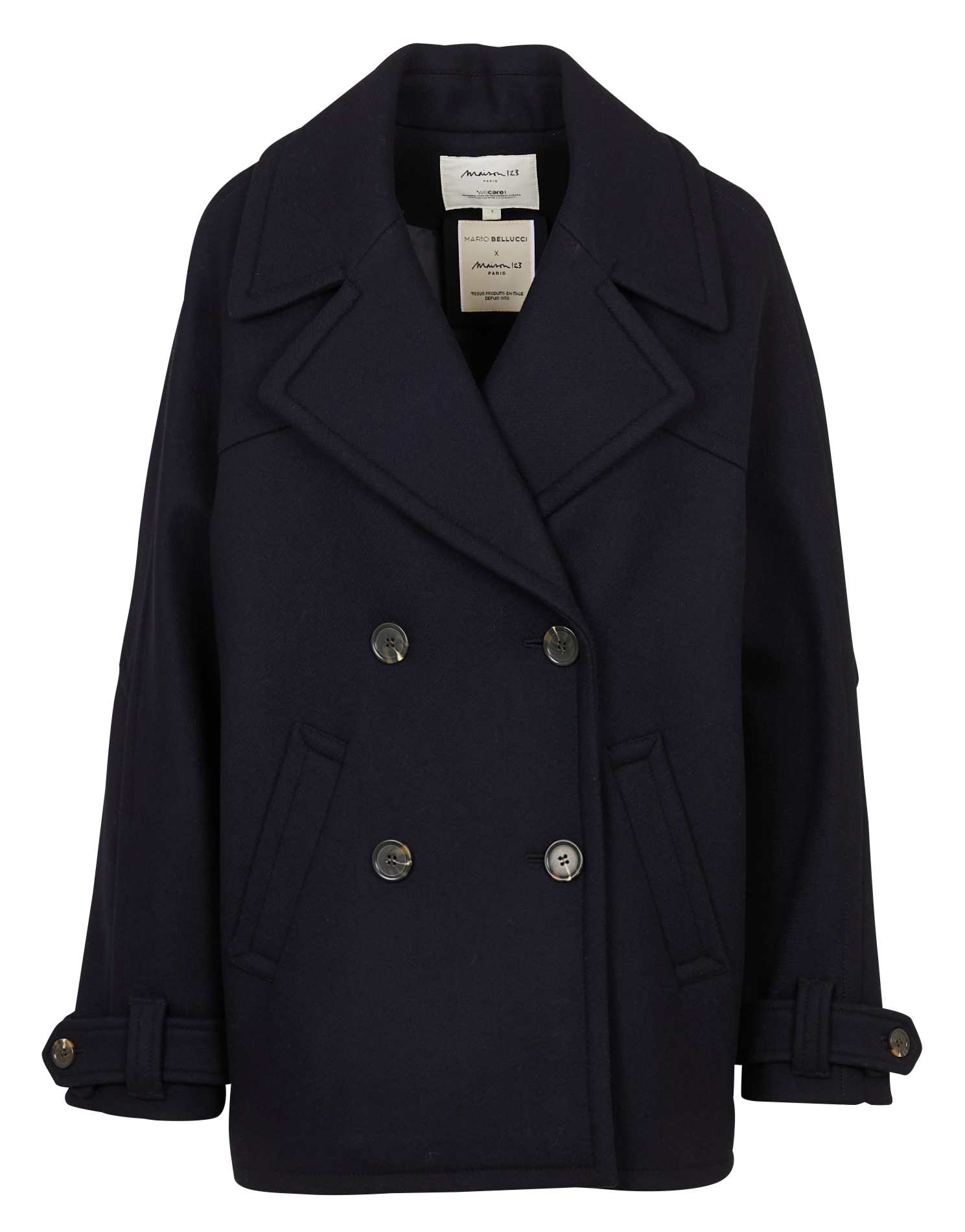 Coat with tailored collar in blended wool MAISON 123 Blue
