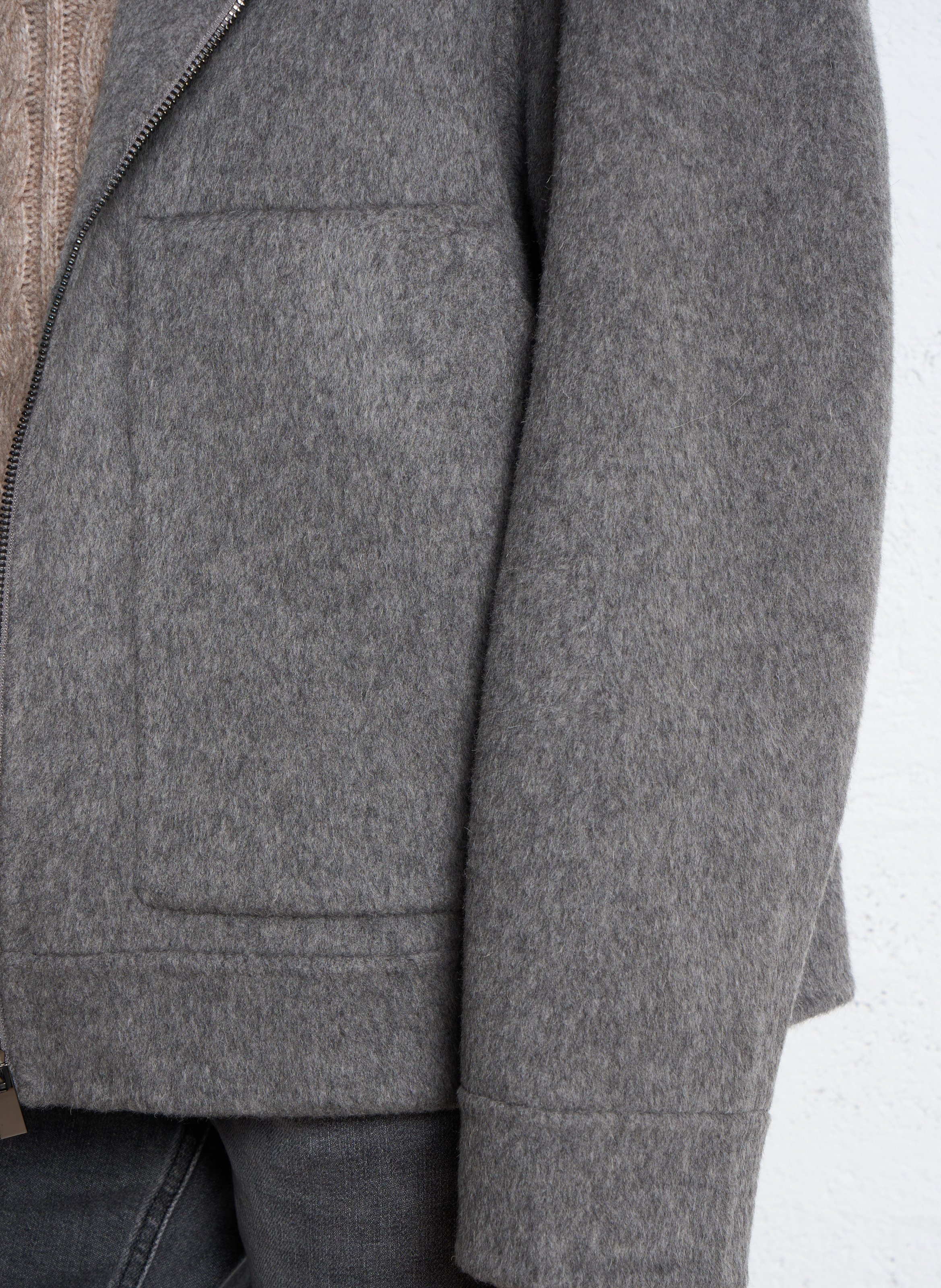 Veste large à capuche en laine SEE U SOON Argent