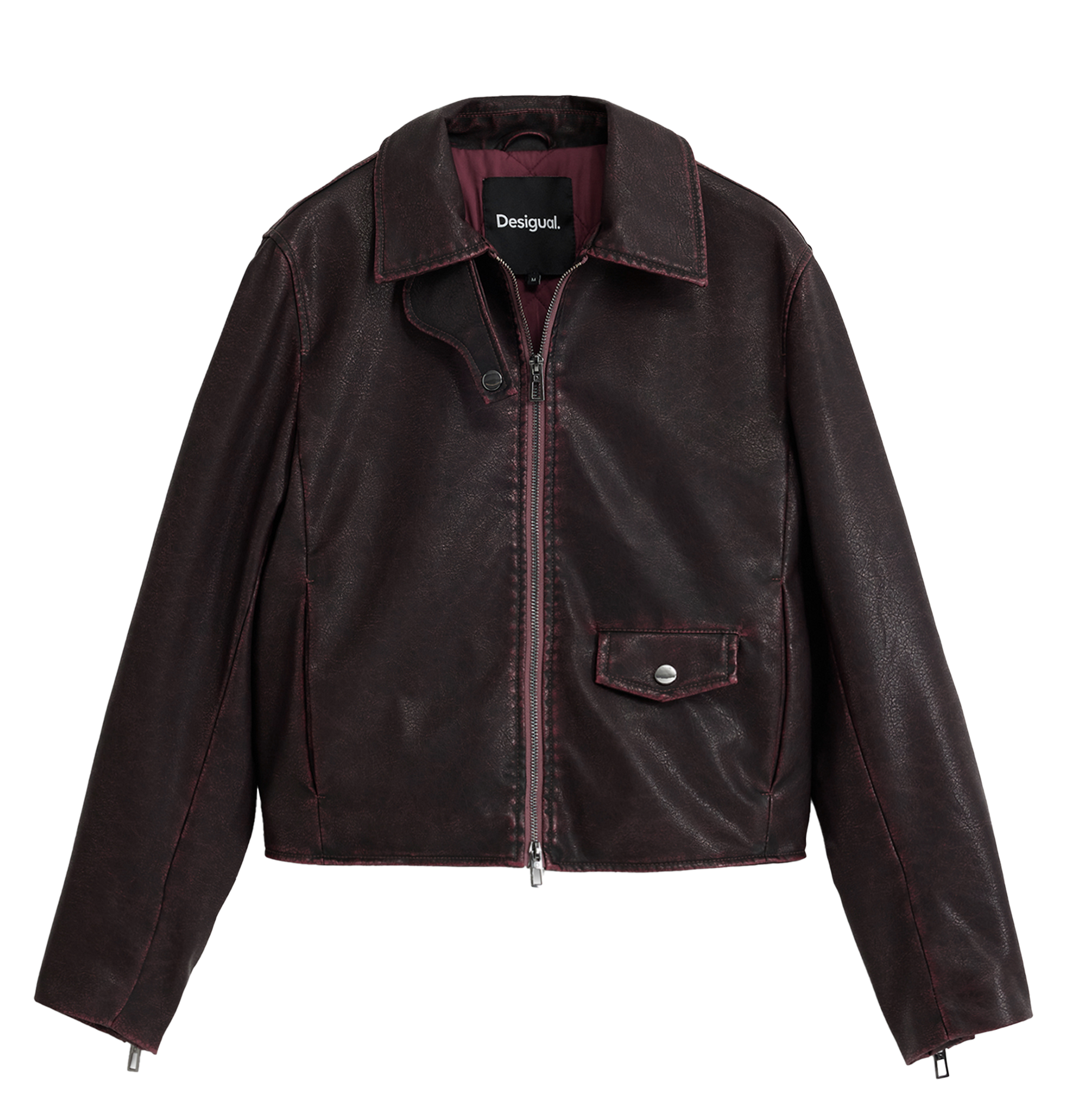 Veste droite zippée effet cuir DESIGUAL Rouge