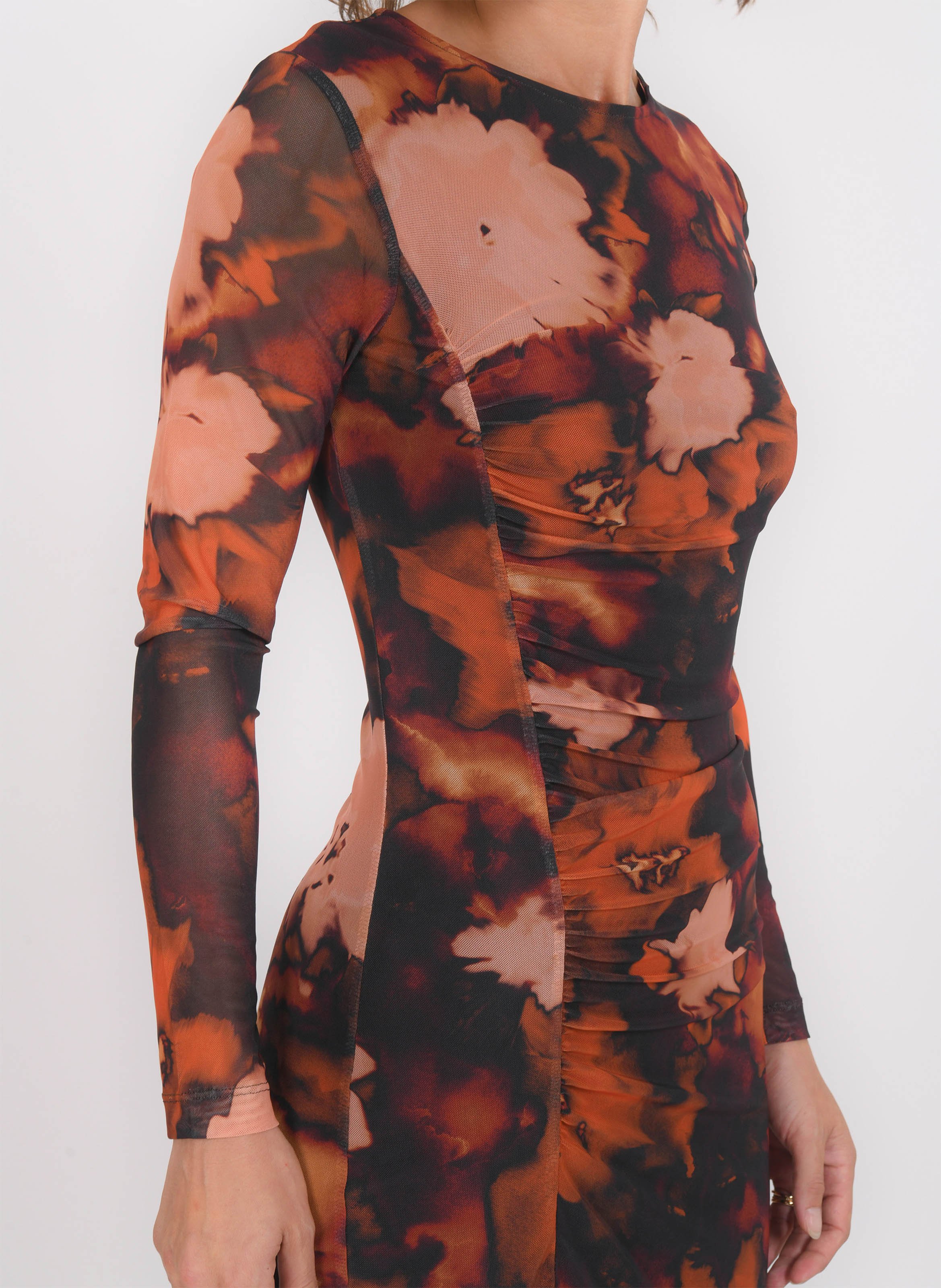 Bedrucktes Maxikleid mit Rundhalsausschnitt KOOKAI Braun