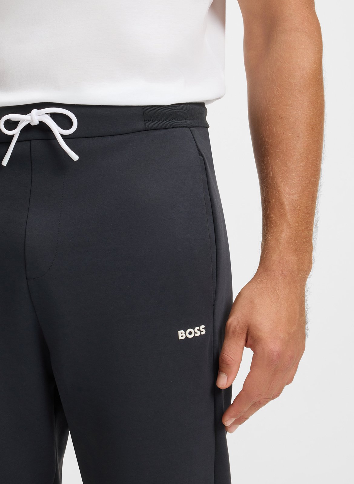 Solid straight joggers with contrasting details BOSS Blue