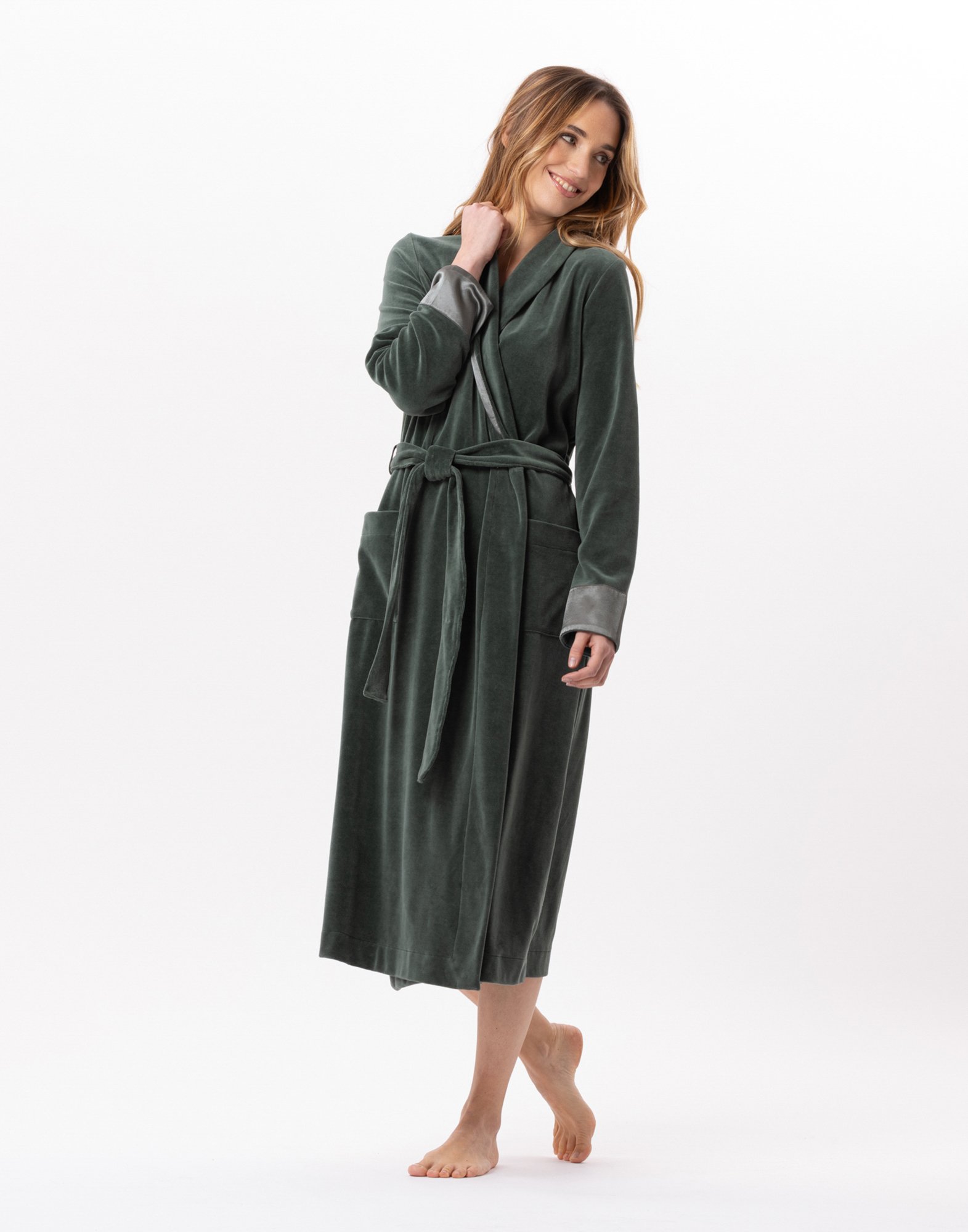 Crossed velvet dressing gown LE CHAT Green