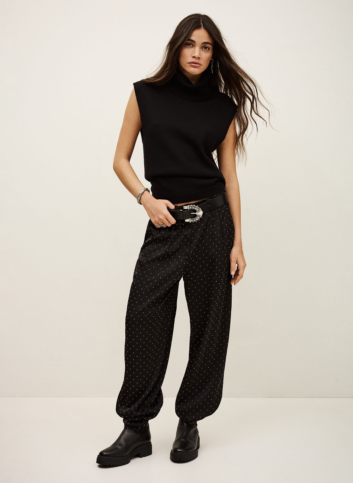 Wide-leg pants with studs BA&SH Black