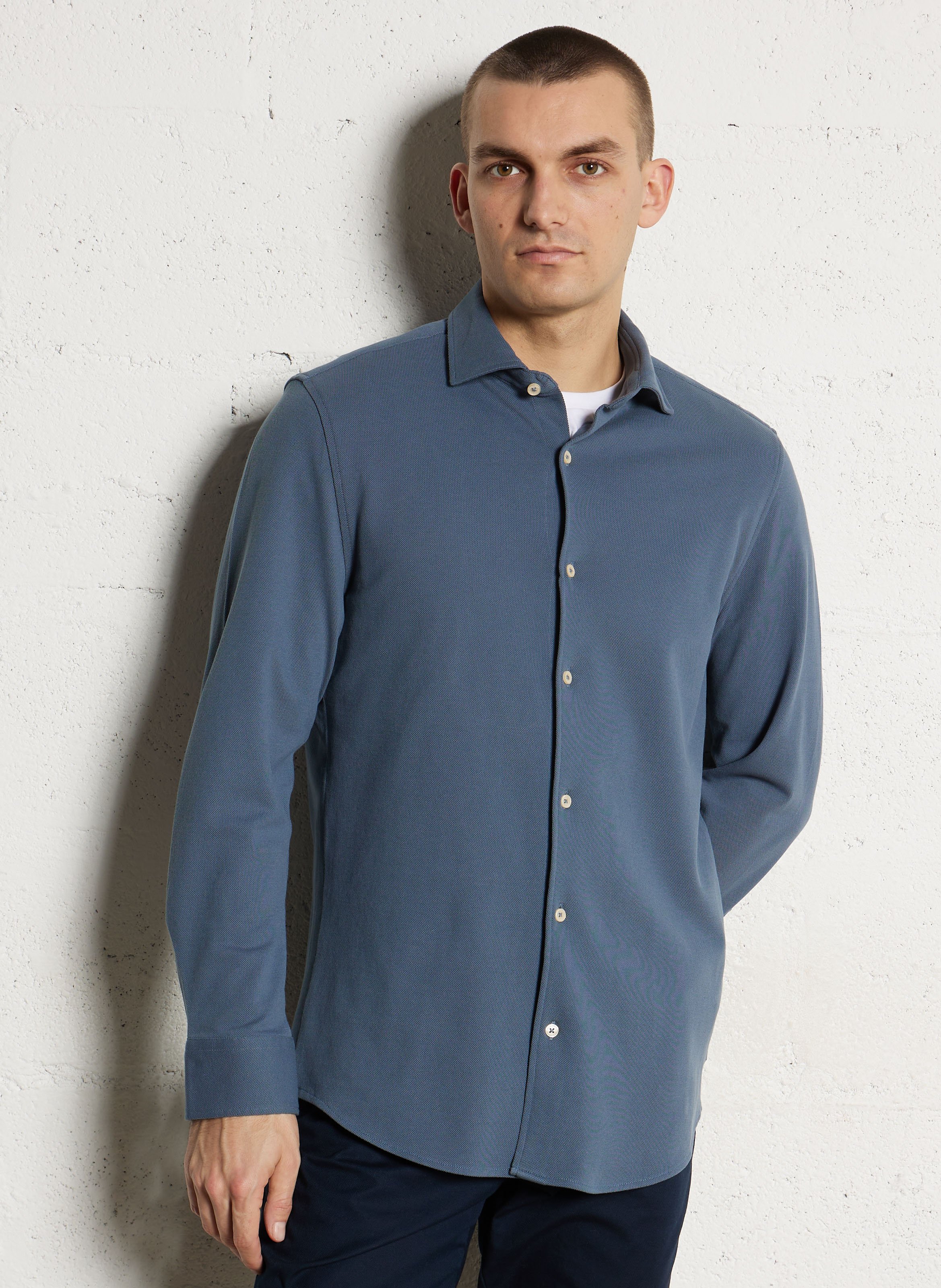 Chemise droite col classique en coton MARC O'POLO Bleu