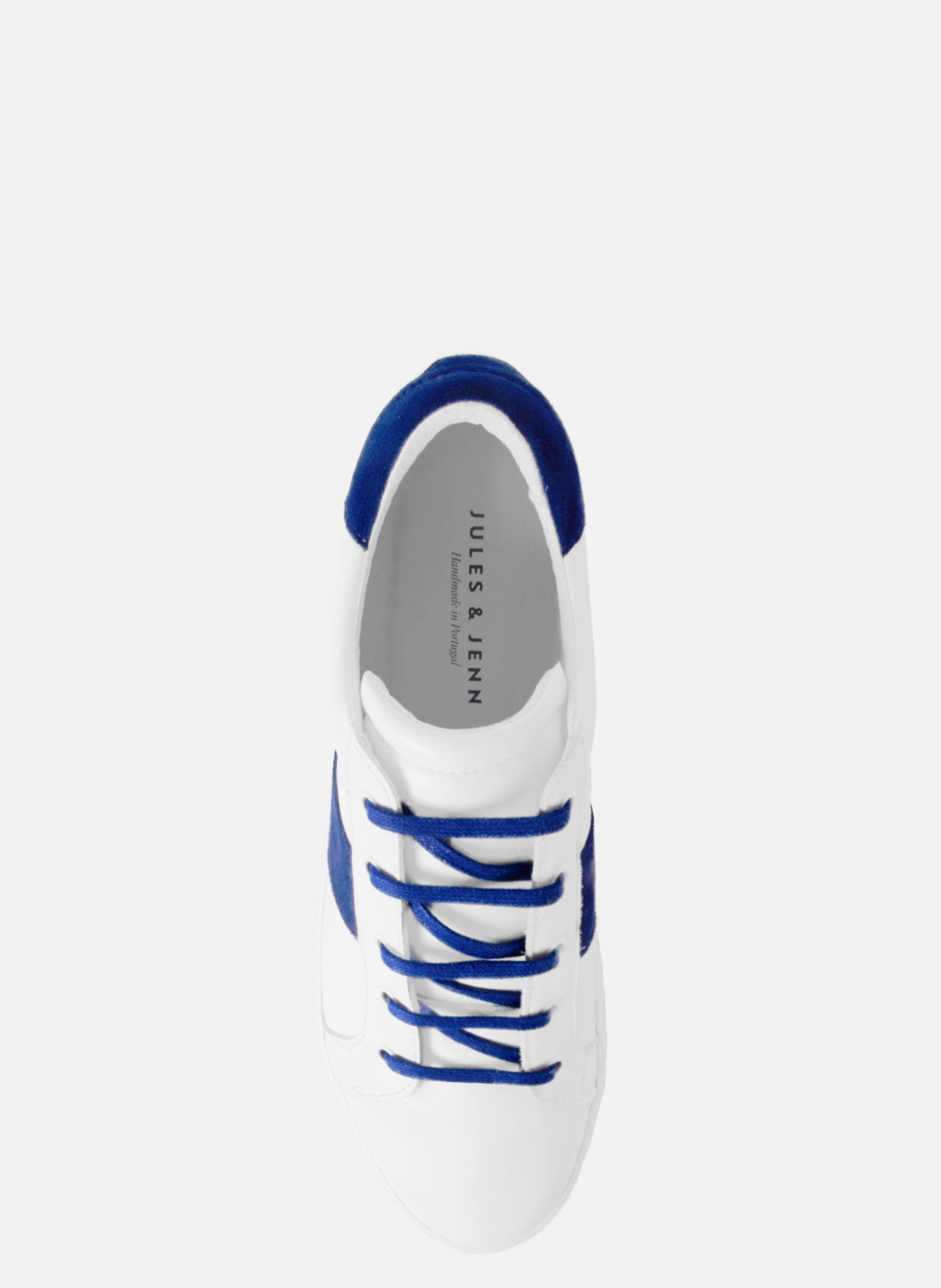 <p>Tennis lace-up in smooth leather white blue</p> JULES & JENN White