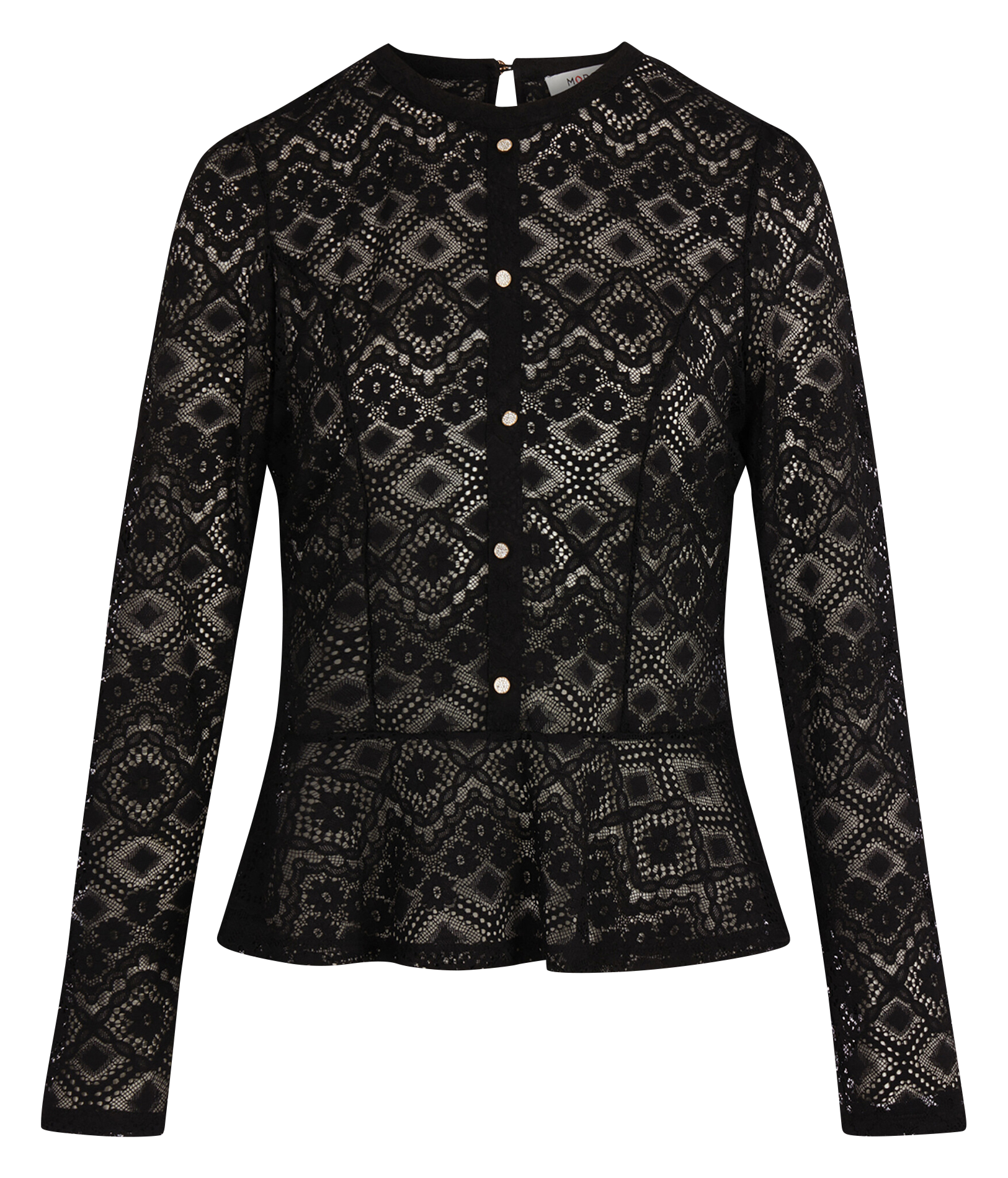 Top cintré boutonné en dentelle MORGAN Noir