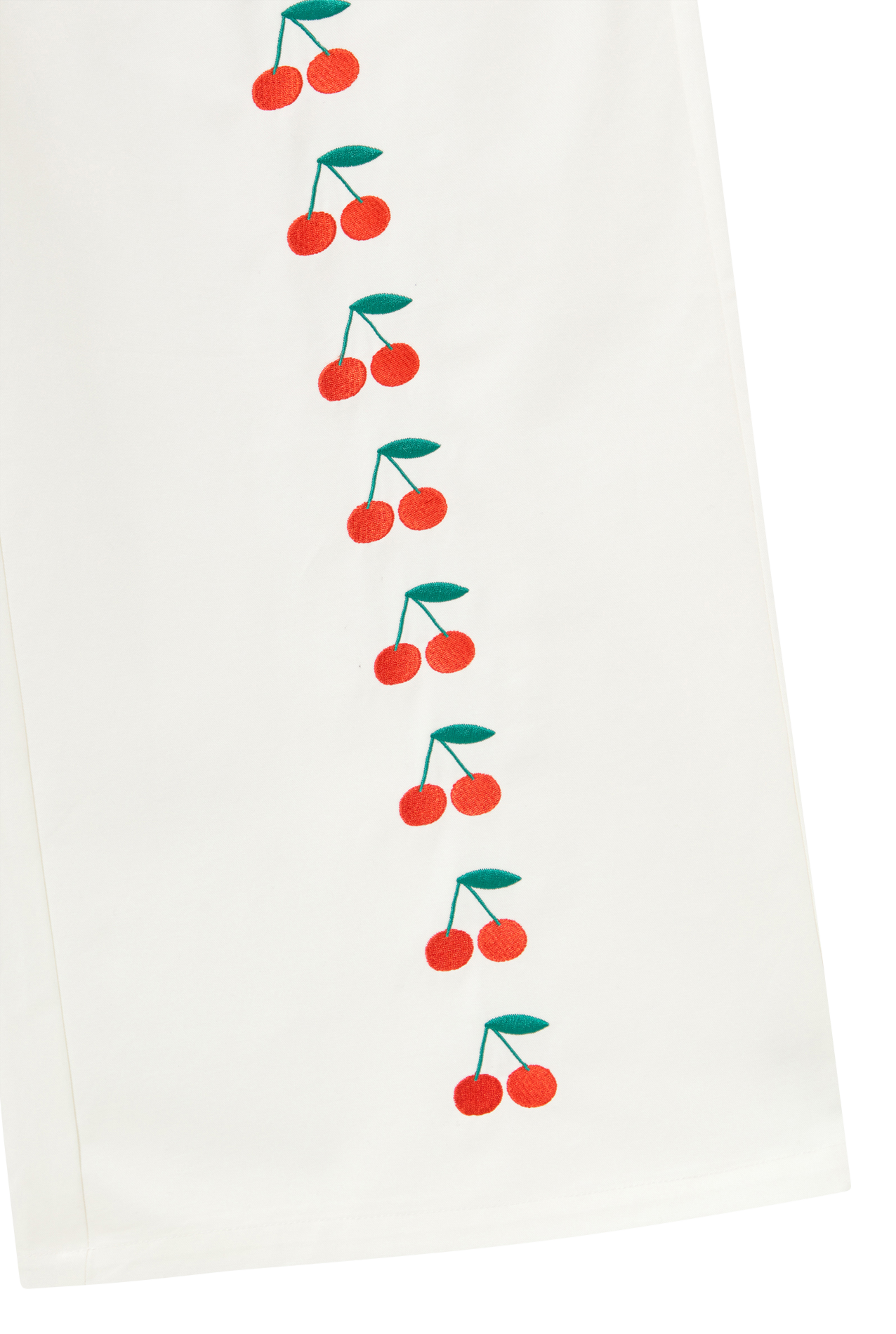 Pantalon large broderies cerises en coton THE TINY BIG SISTER Blanc