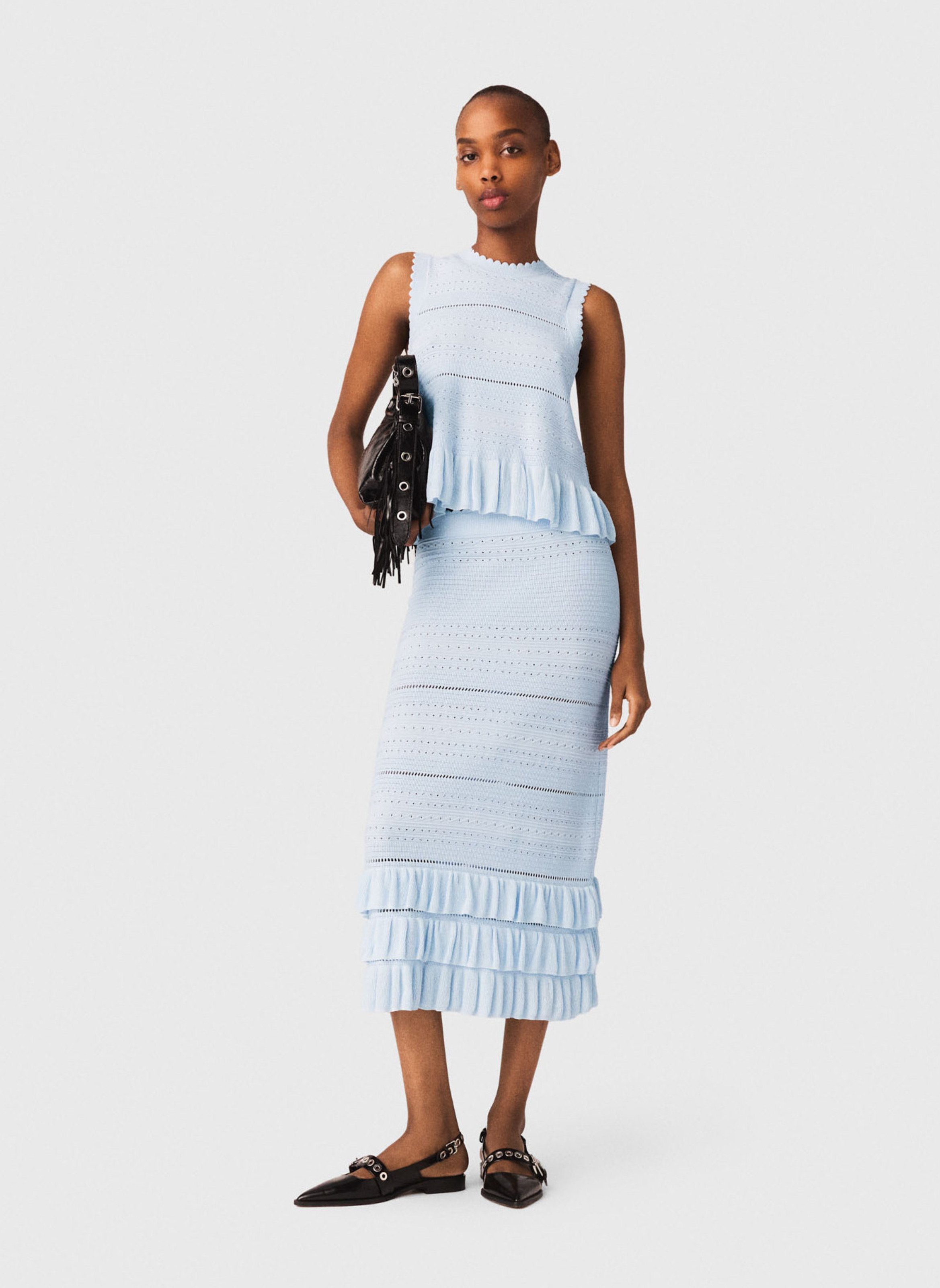 Rok van recht gebreid model MAJE Blauw