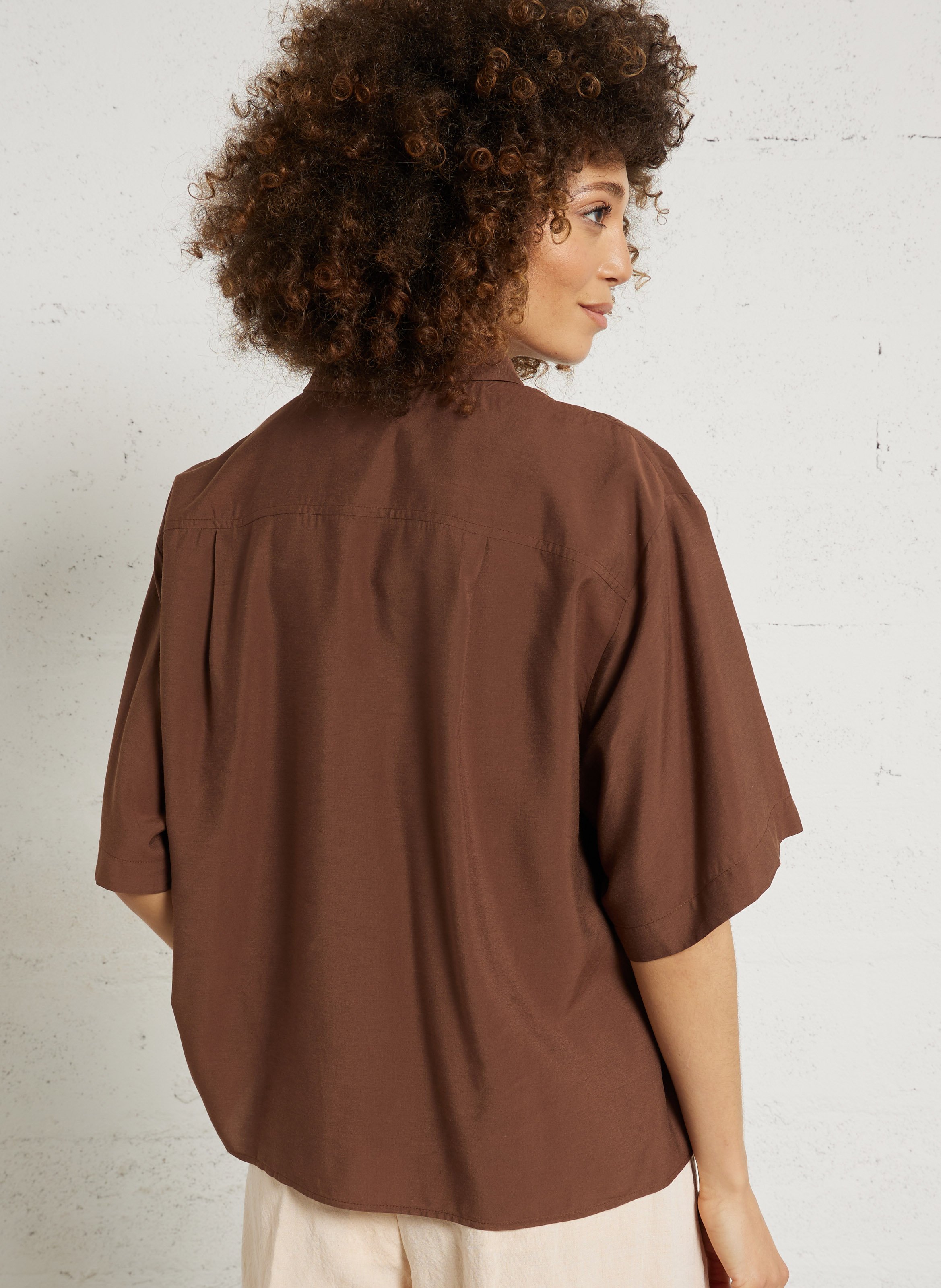 Oversized blouse met klassieke kraag MASSCOB Bruin