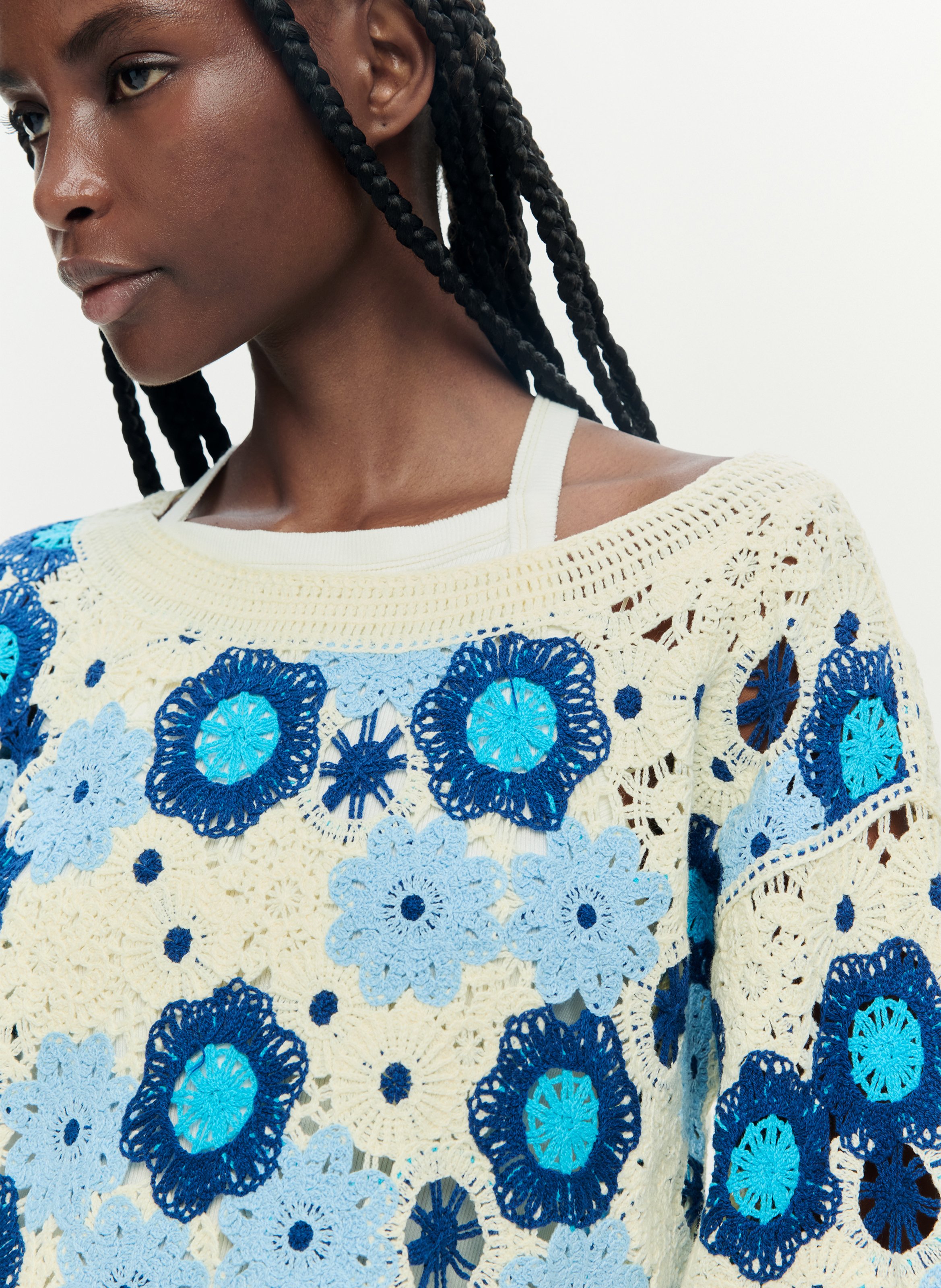 Pull col bateau en coton DESIGUAL Bleu