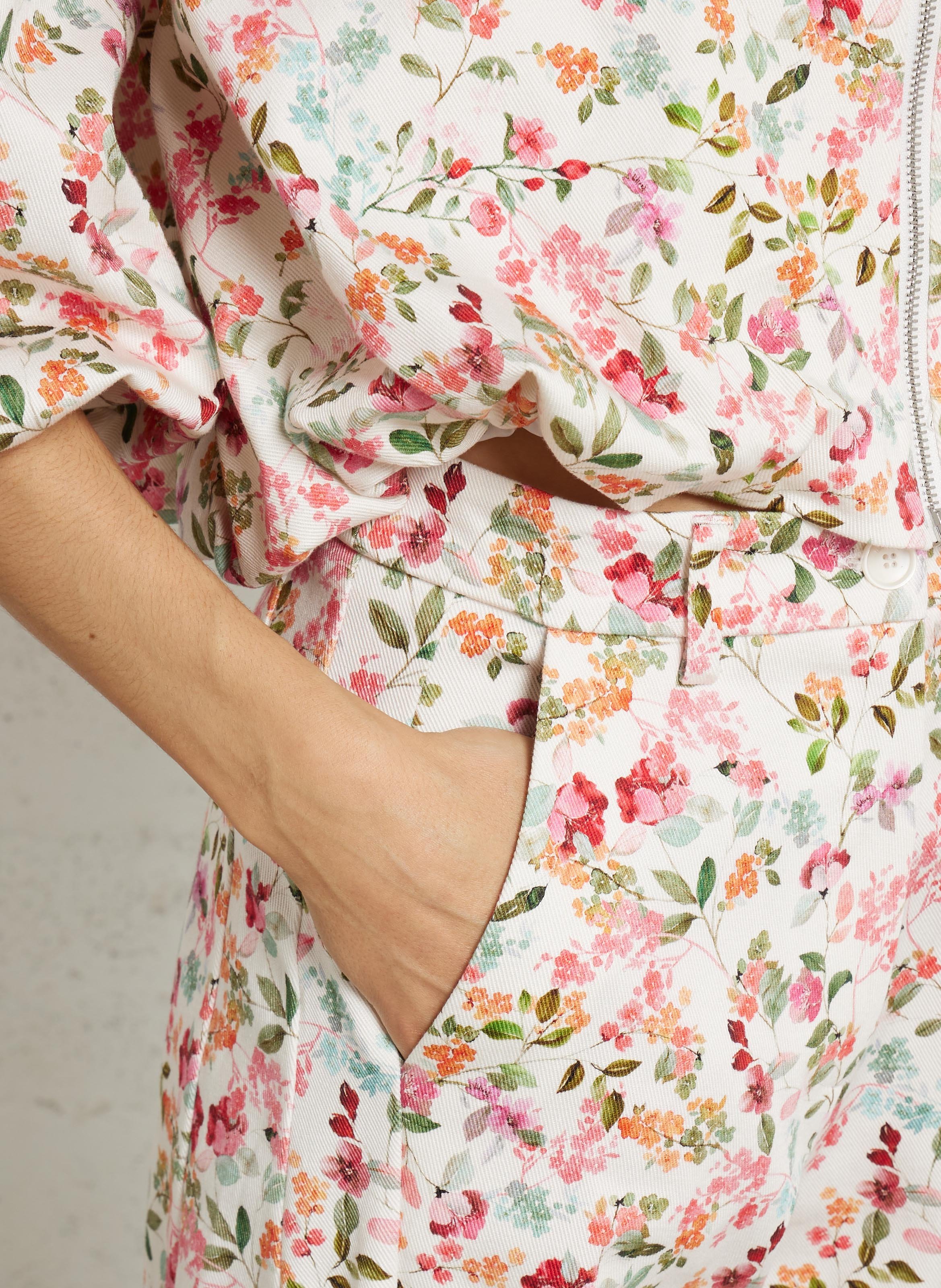 Pantalon droit en coton mélangé imprimé IMPERIAL Beige