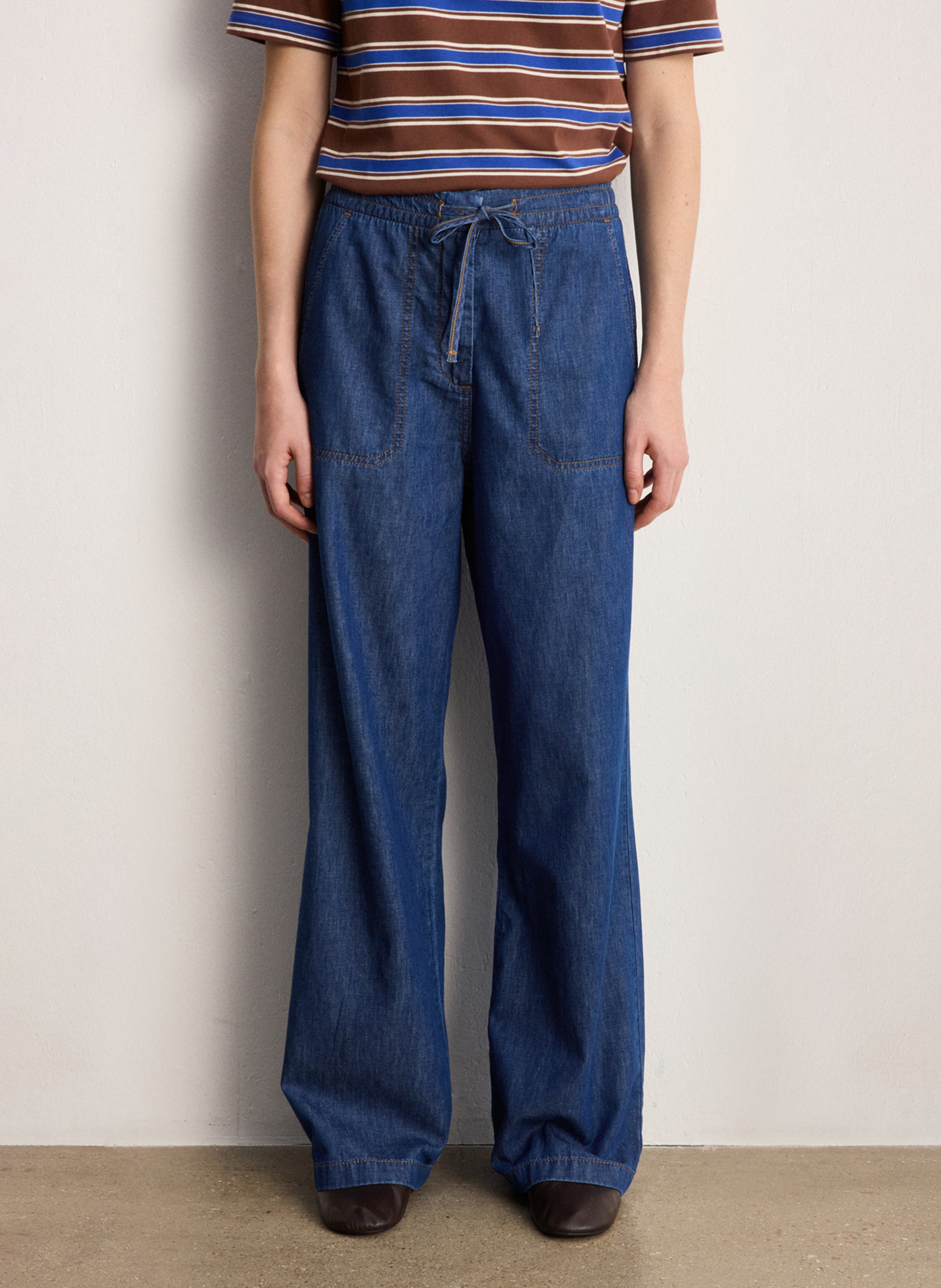 Katoenen straight fit pantalon PABLO Blauw