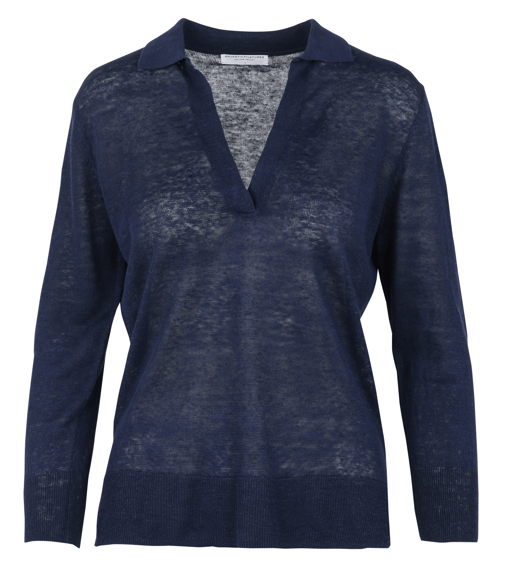 Rechte, linnen trui met V-hals MAJESTIC FILATURES