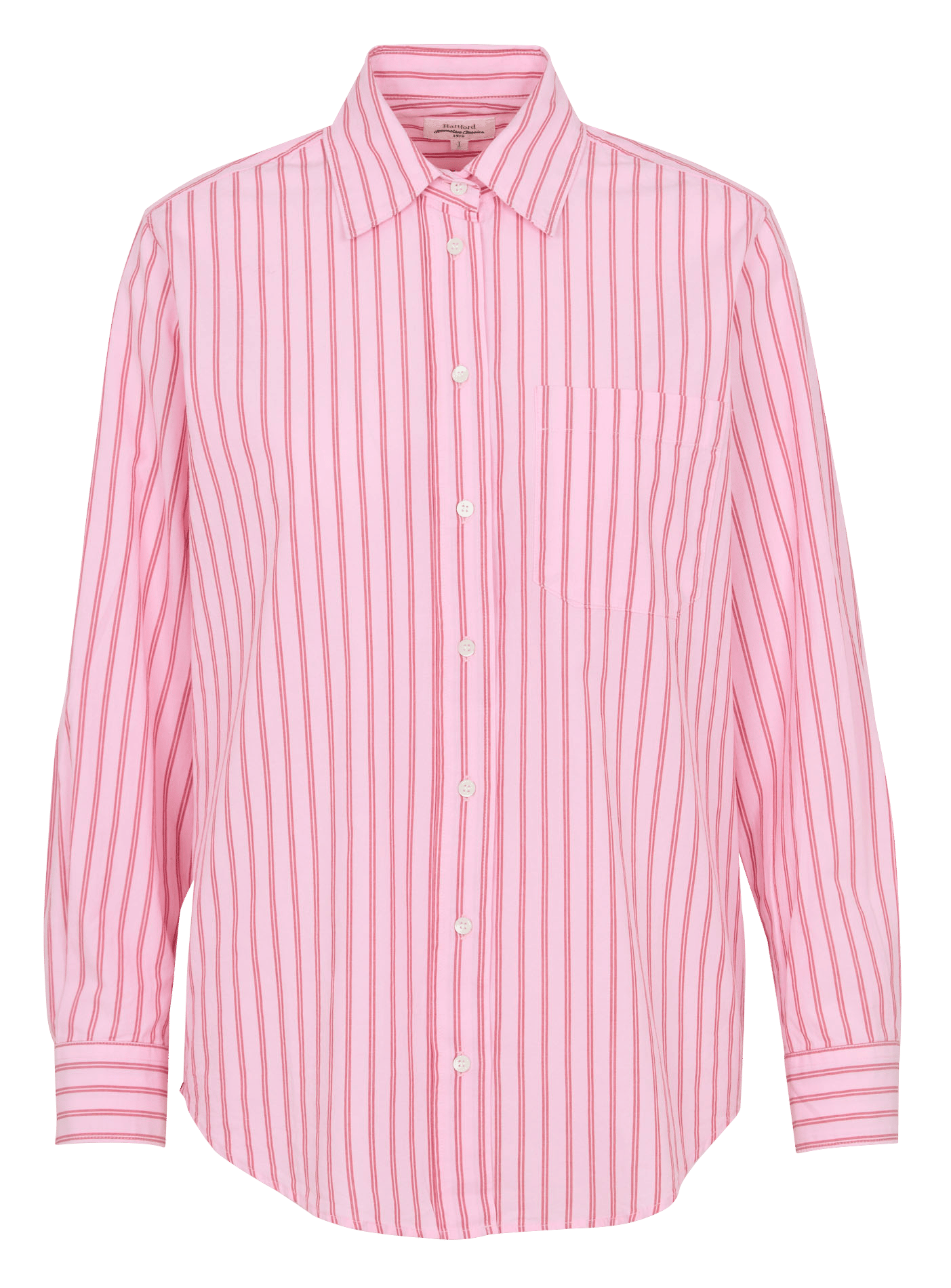 Recht, gestreept, katoenen overhemd met klassieke kraag HARTFORD Veelkleurig