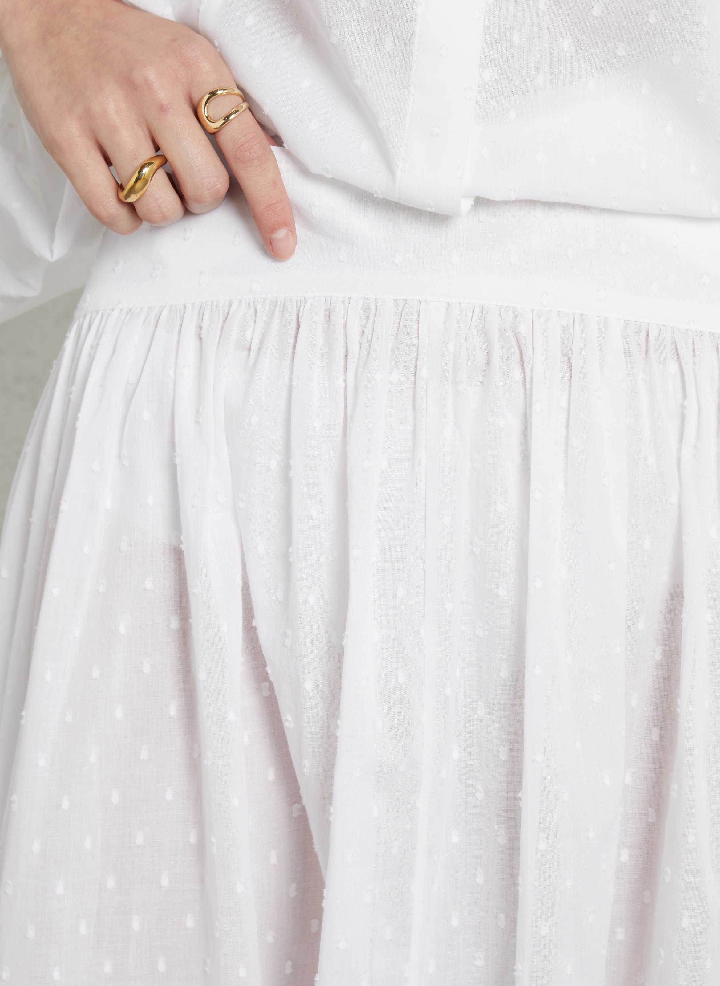 Jupe midi ample à rayures RAE ANTWERP Blanc