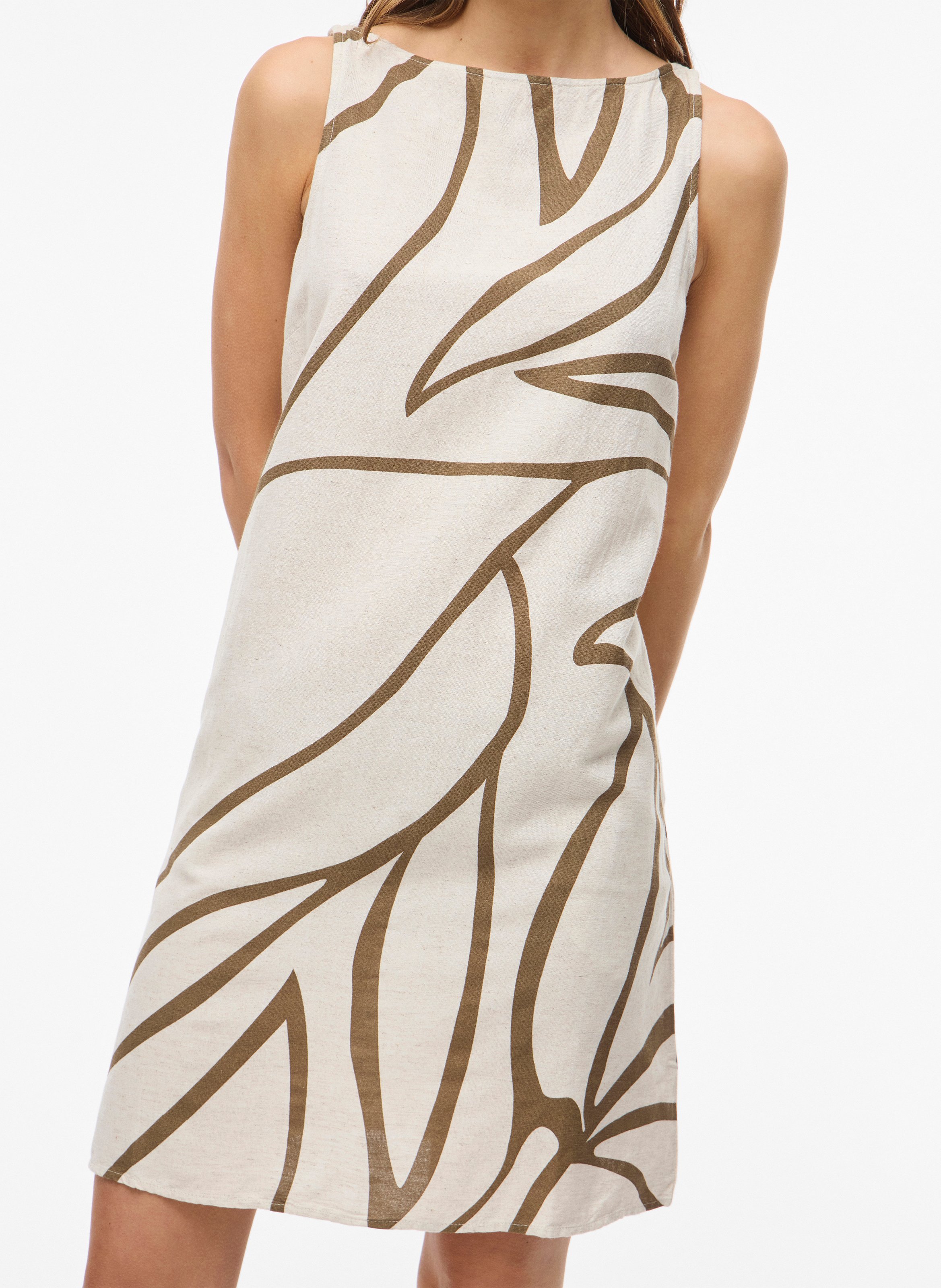 Robe courte col rond imprimée VILA Marron