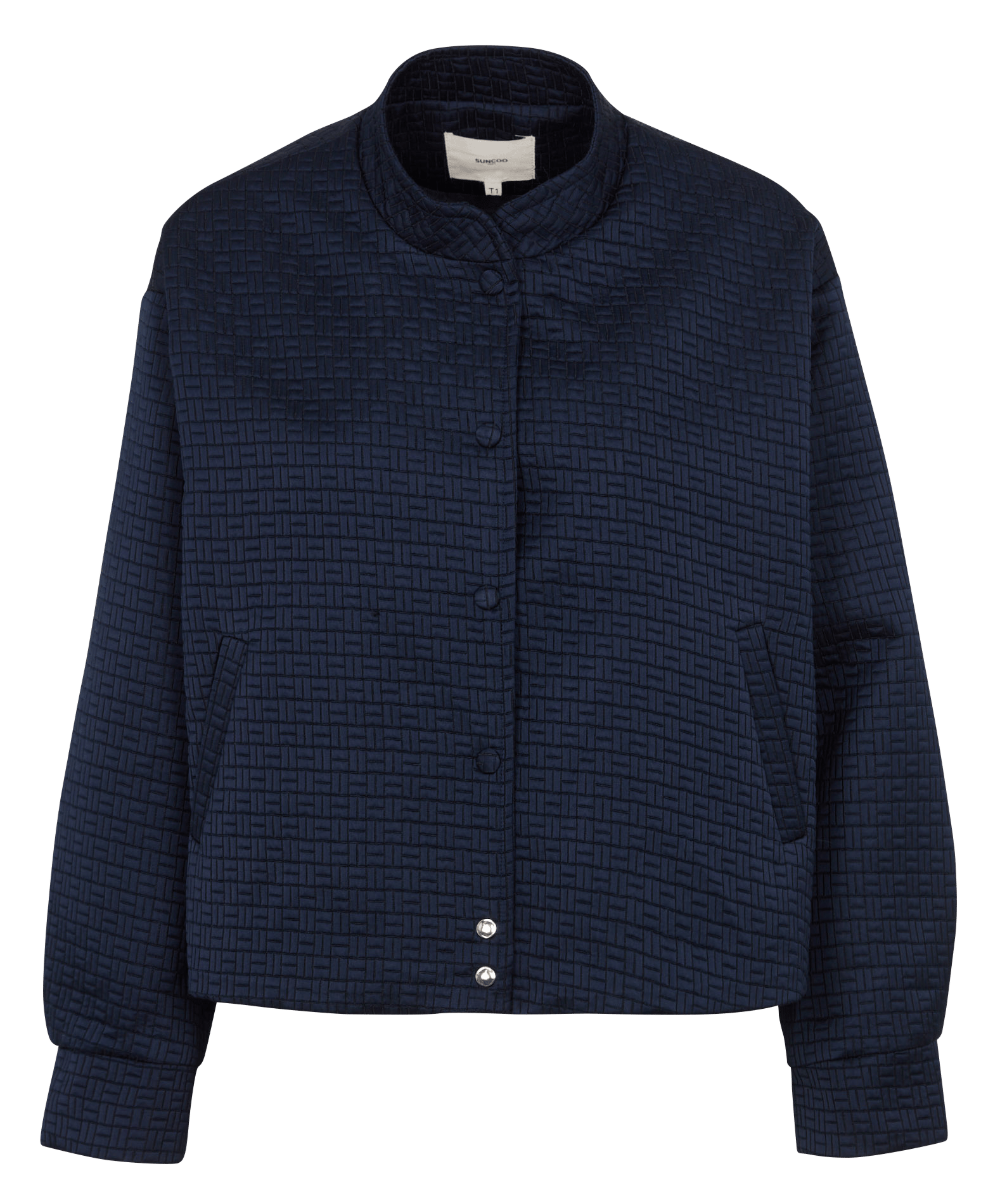 Kurze weite Jacquard-Jacke SUNCOO Blau