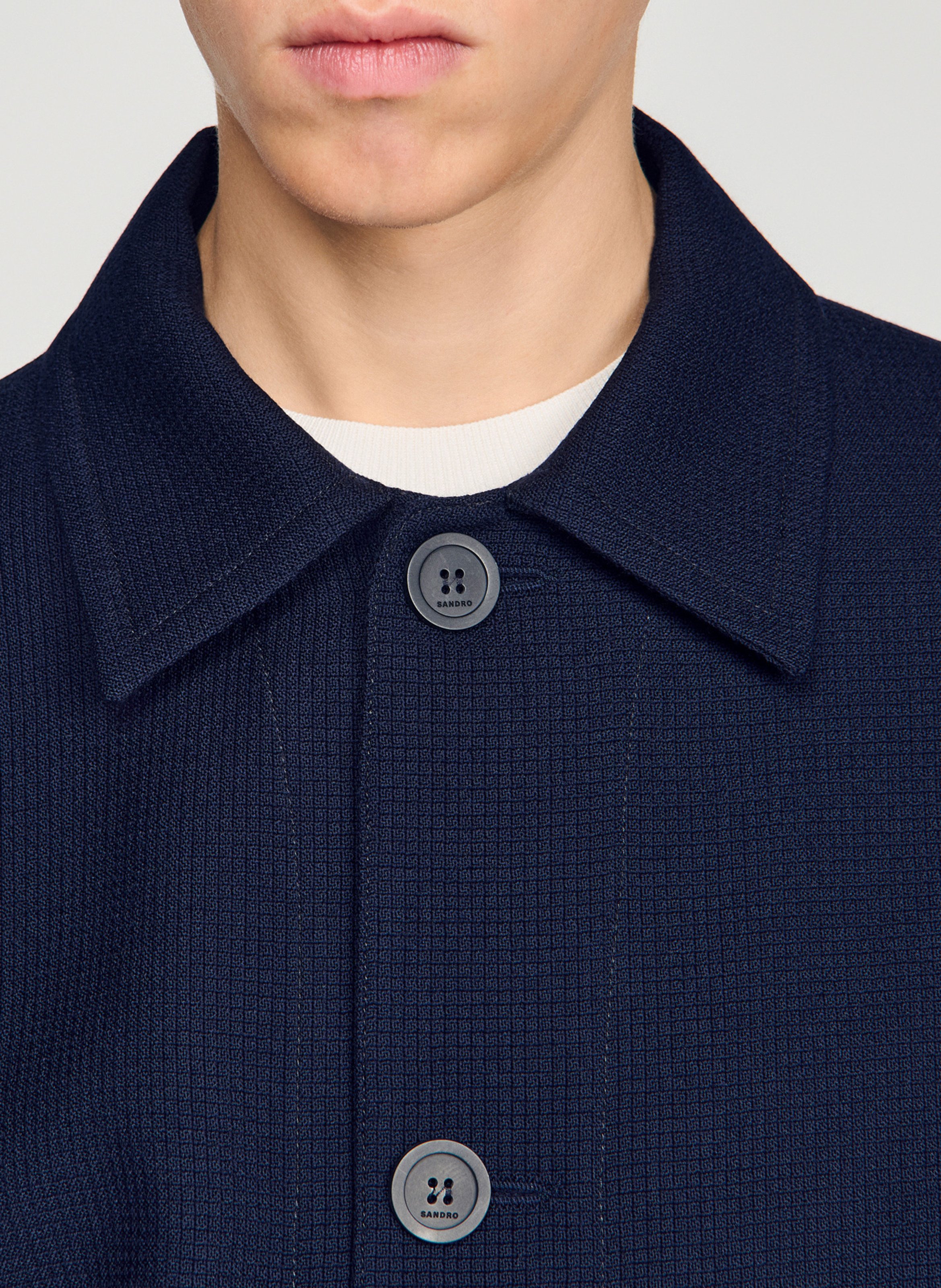 Veste droite en laine SANDRO Bleu