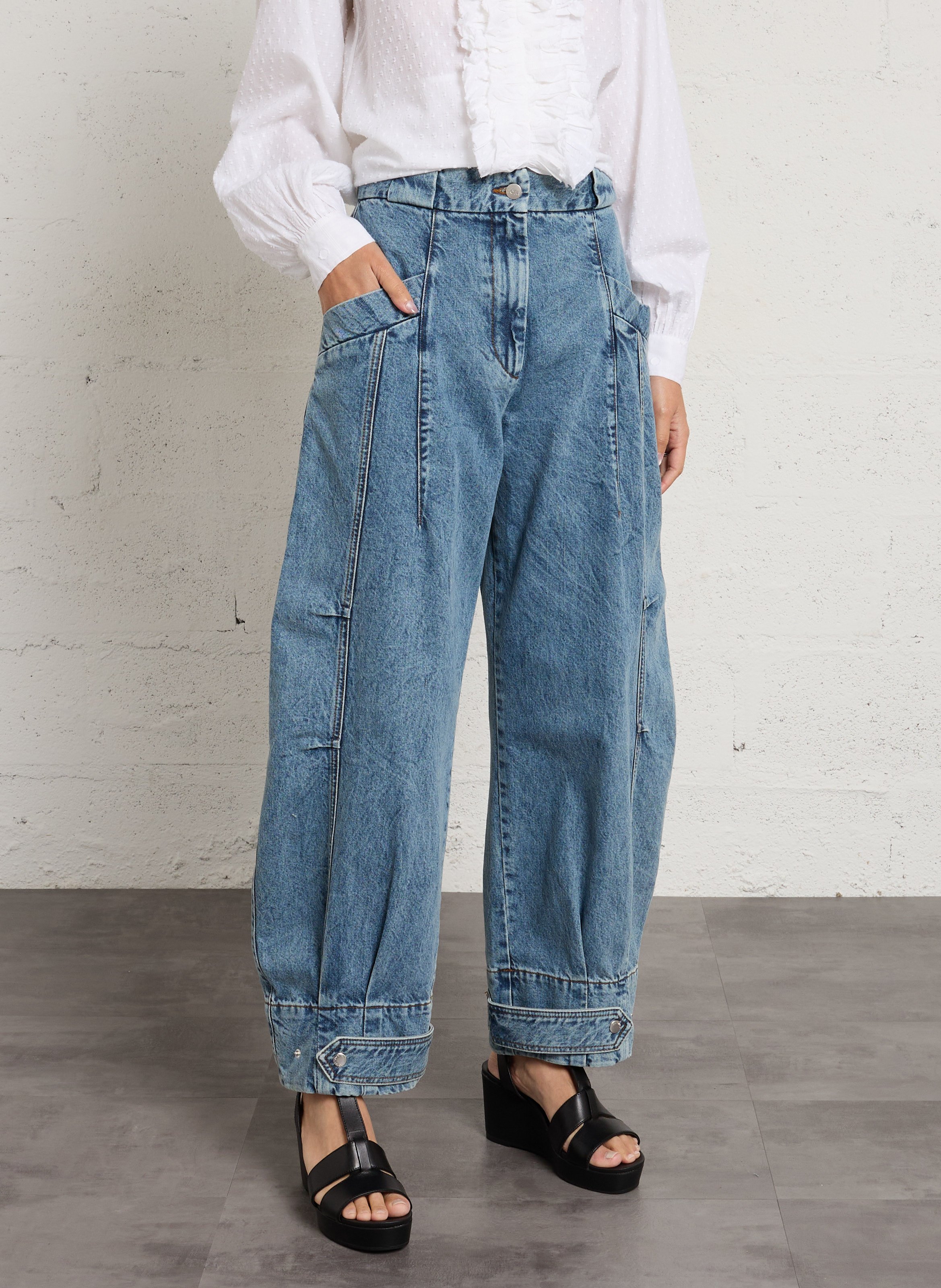Weit geschnittene Jeans - aus Baumwolle MARGAUX LONNBERG Blau